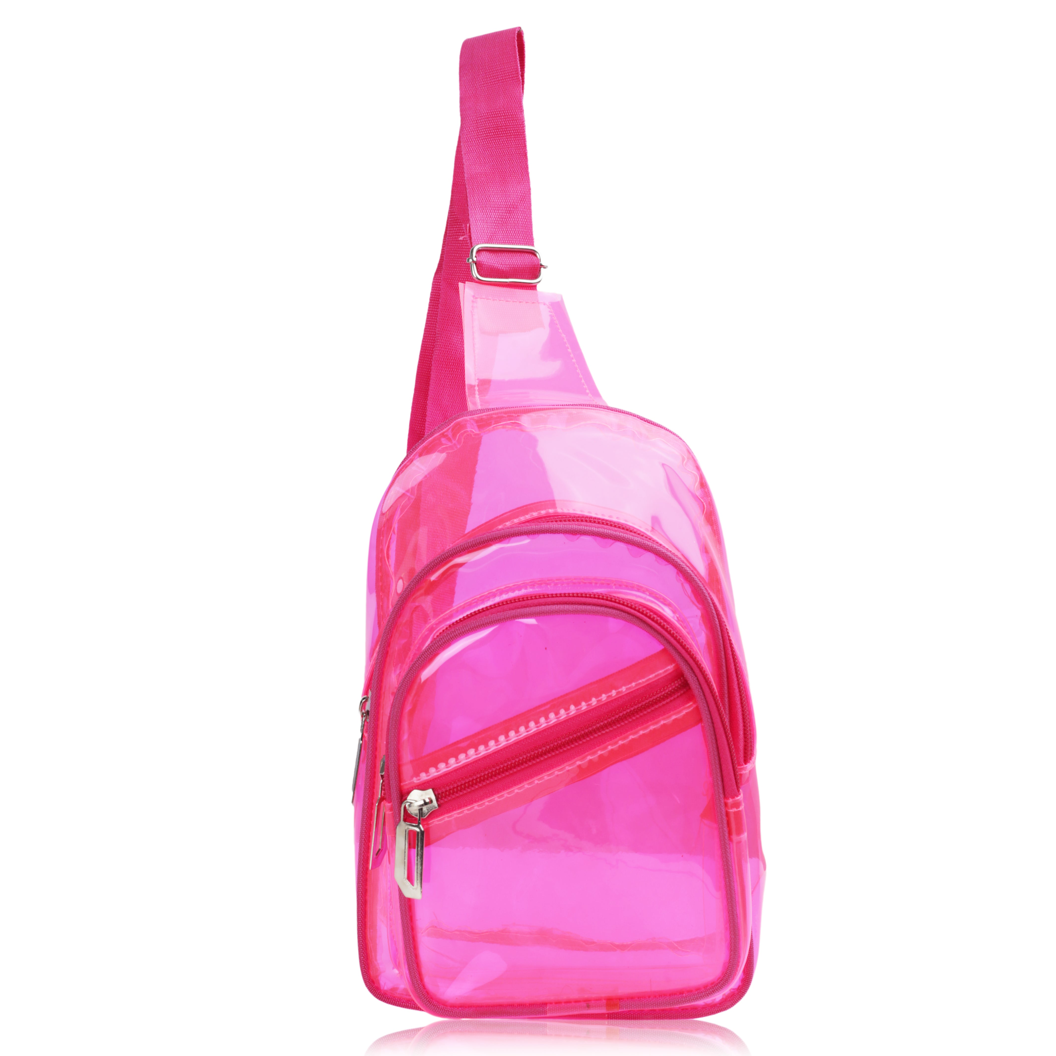 Echo Boomers Transparent Crossbody Sling Bag | Small PVC Shoulder Bag with Adjustable Strap & Multiple Zipper Compartments