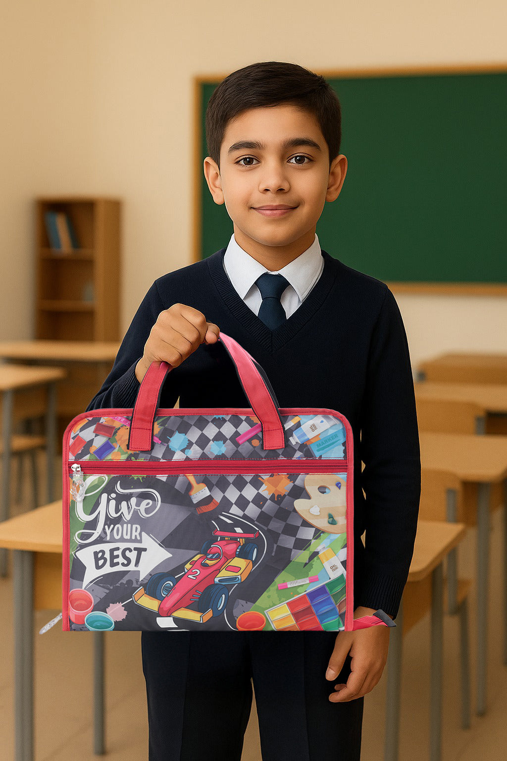 Echo Boomers A4 Kids Drawing Bag | Art & Stationery Organizer with Zipper Pocket