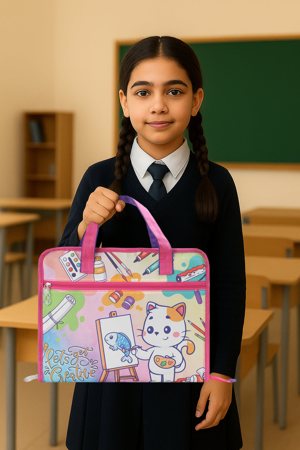 Echo Boomers A4 Kids Drawing Bag | Art & Stationery Organizer with Zipper Pocket