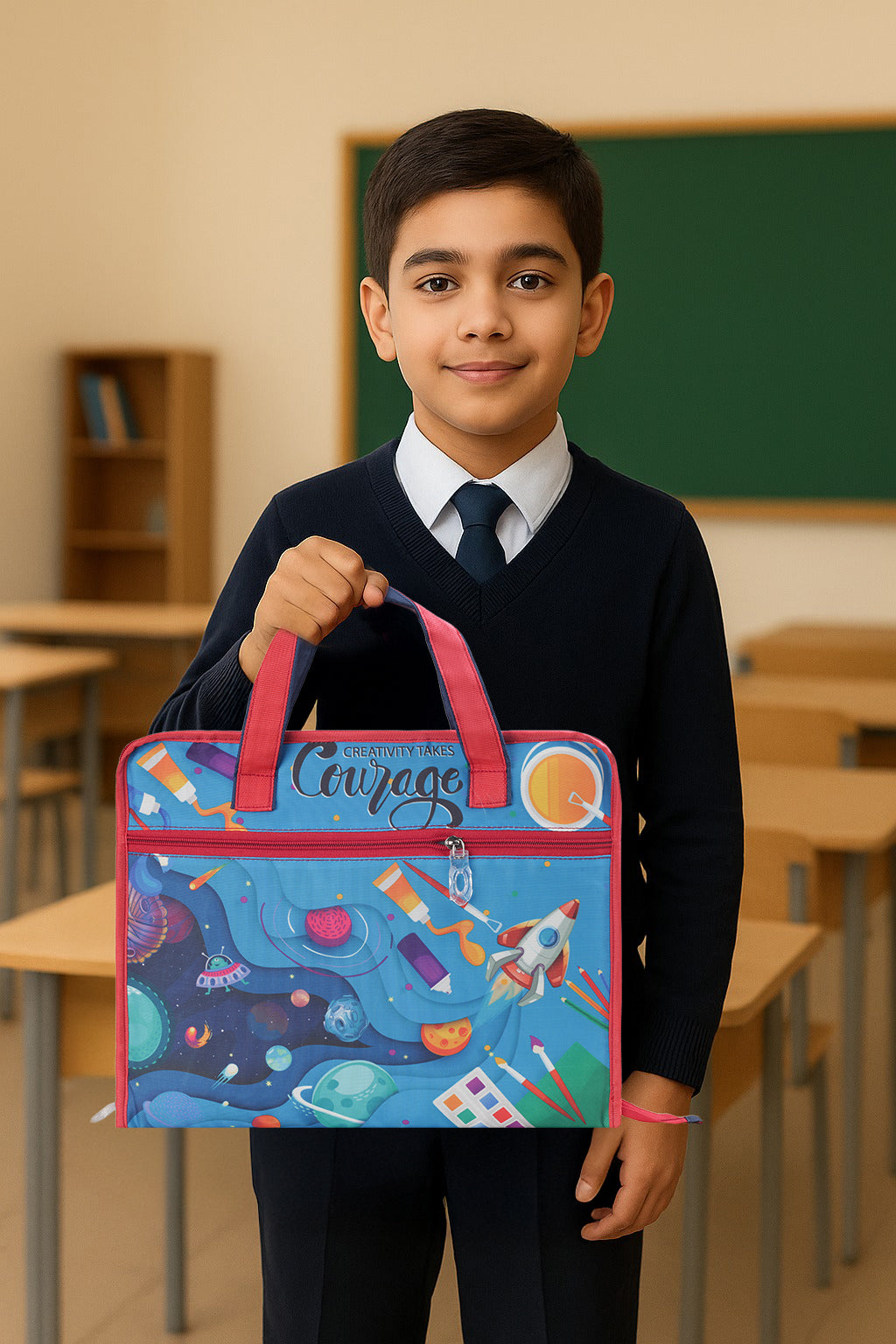 Echo Boomers A4 Kids Drawing Bag | Art & Stationery Organizer with Zipper Pocket