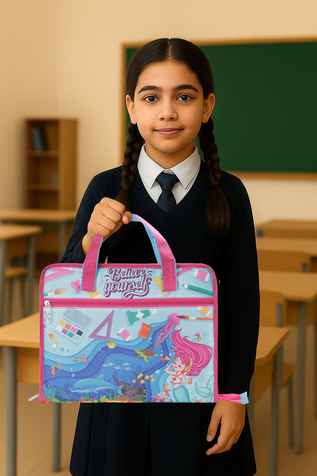 Echo Boomers A4 Kids Drawing Bag | Art & Stationery Organizer with Zipper Pocket