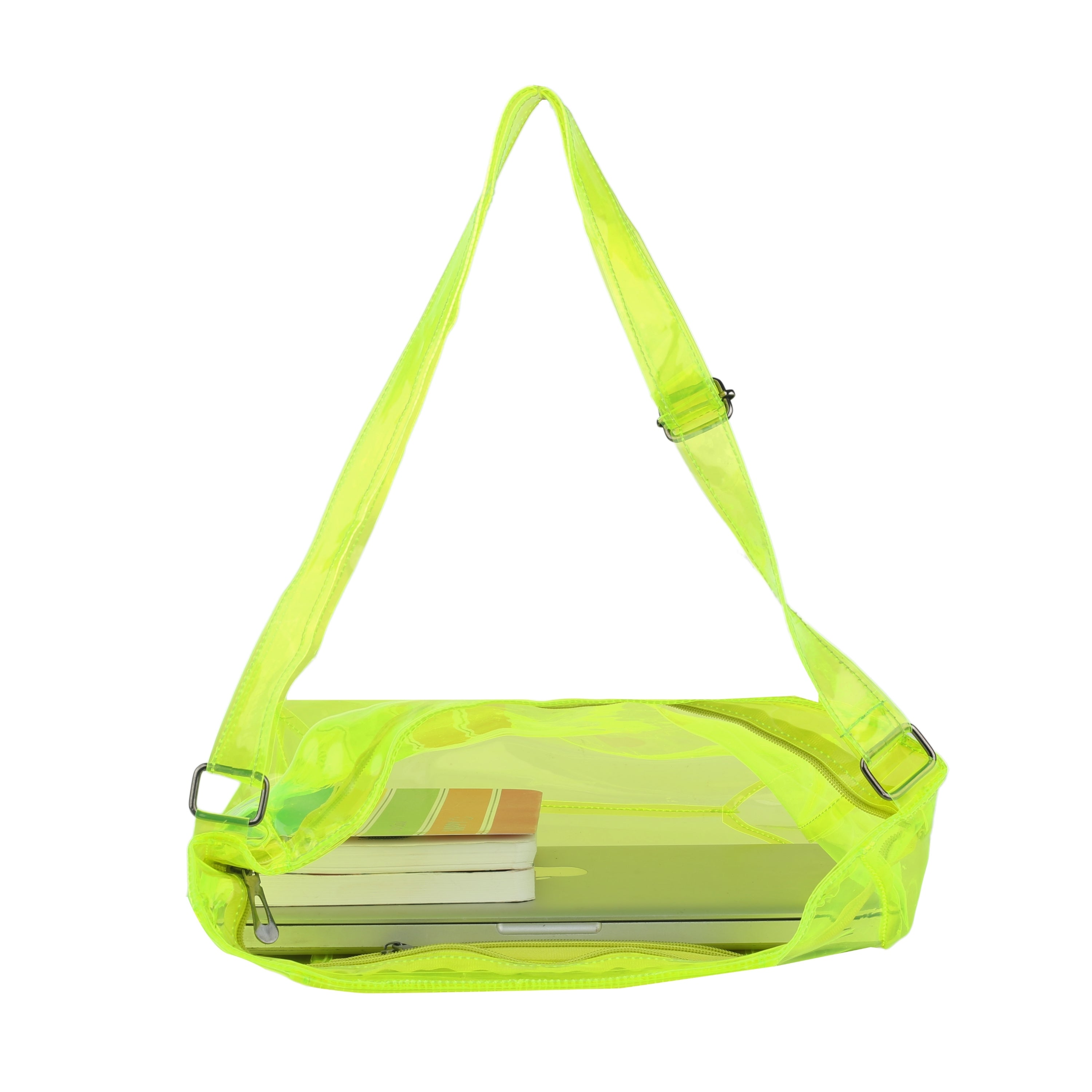 Echo Boomers Transparent Shoulder Bag – Neon Orange, Pink, Green ,Purple, Yellow & Blue| Stylish, Spacious, Durable & Multipurpose PVC Tote