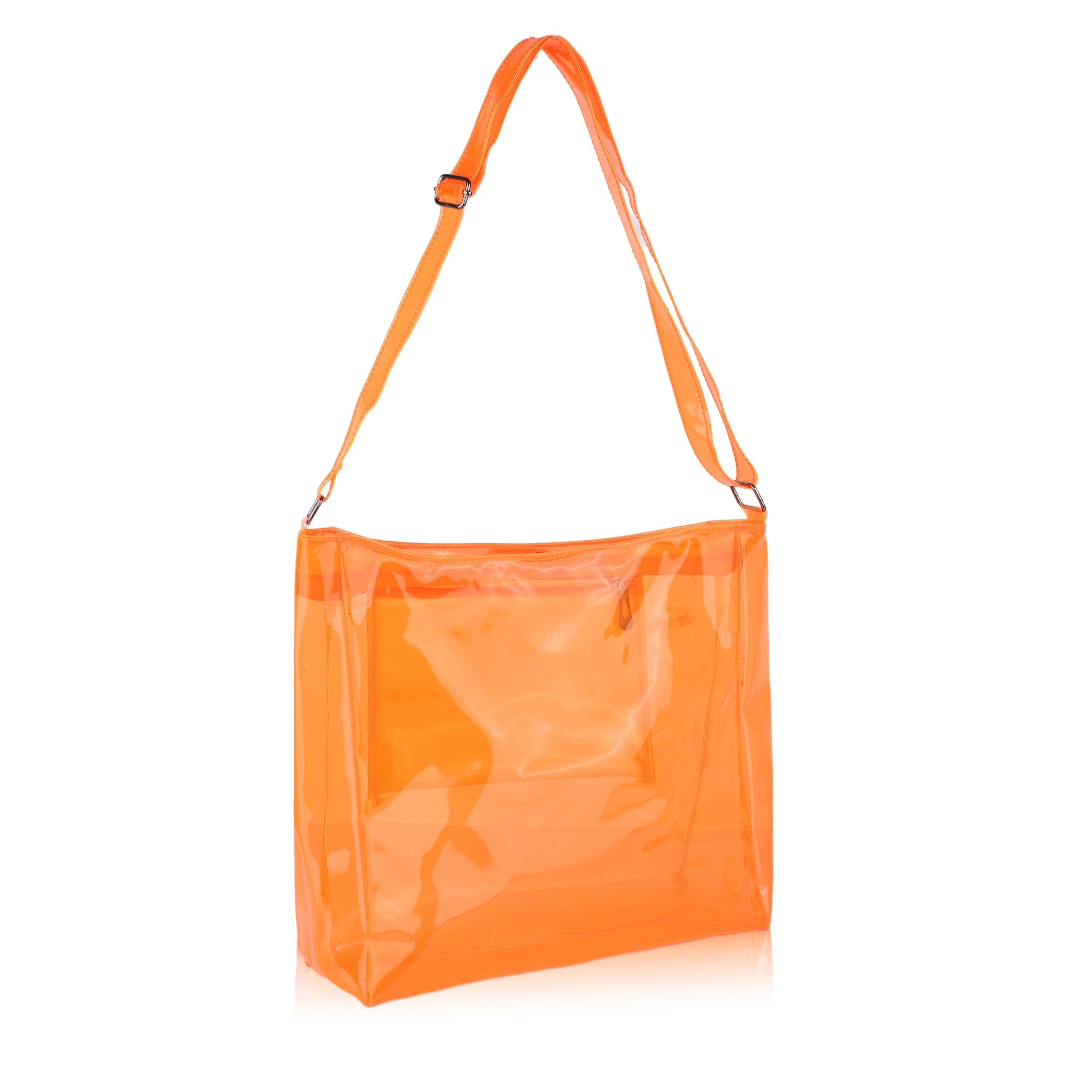 Echo Boomers Transparent Shoulder Bag – Neon Orange, Pink, Green ,Purple, Yellow & Blue| Stylish, Spacious, Durable & Multipurpose PVC Tote