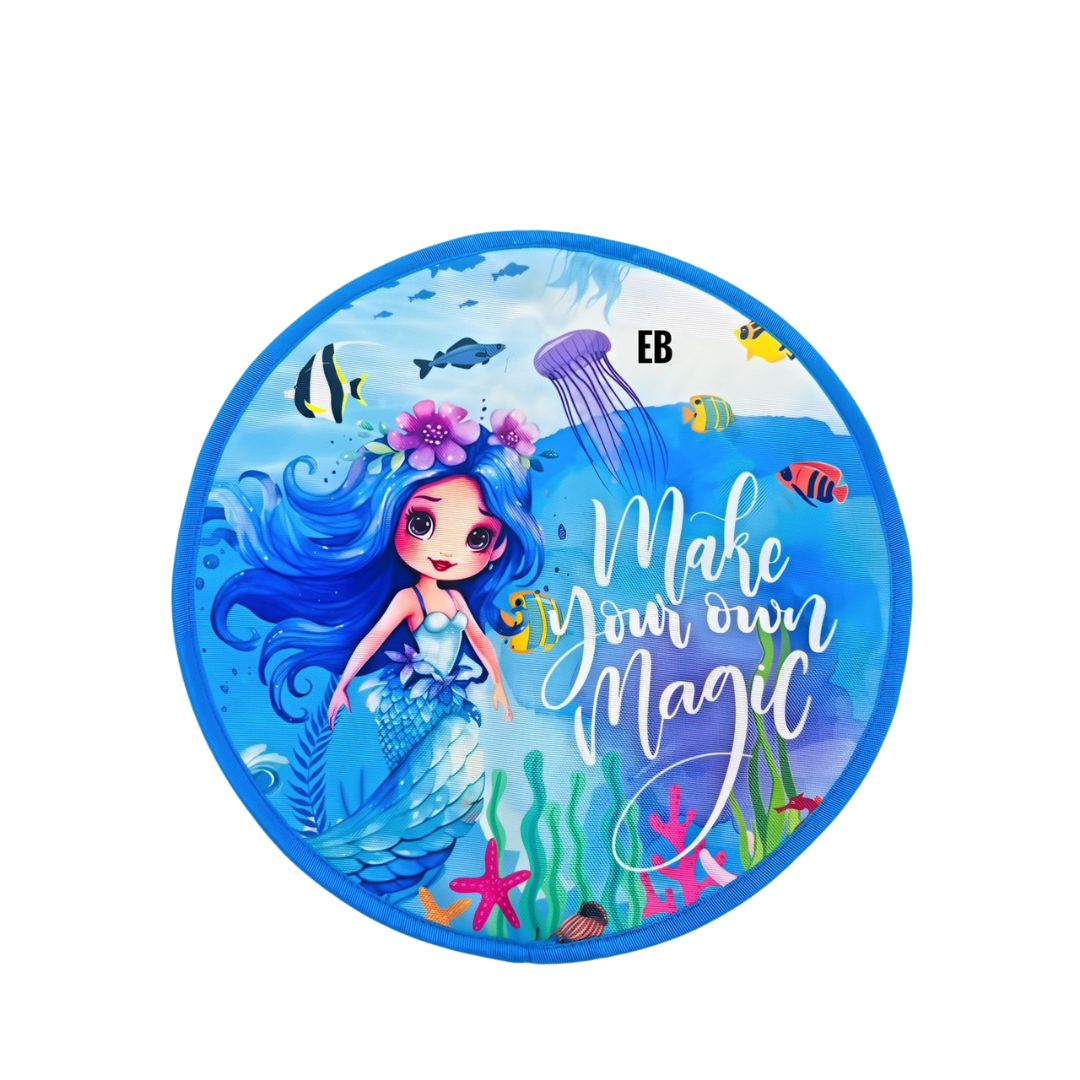 Echo Boomers Multi design & Theme Round Folding Dining Mat for Kids | 10 x 10 Inch Cutlery Holder | Portable Kids Lunch Mat with Spoon & Fork Pockets