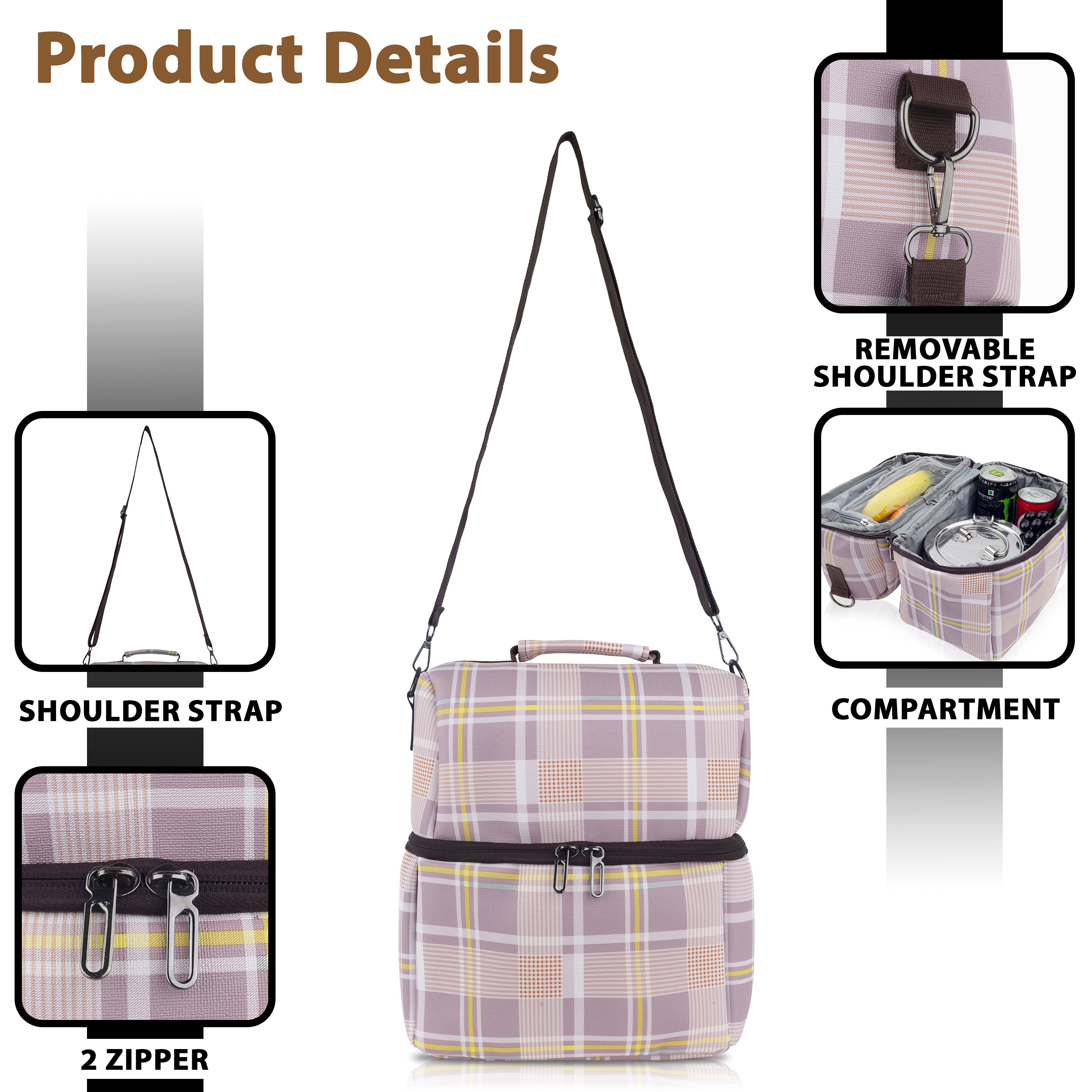 Echo Boomers 10L Insulated Lunch Bag for Men & Women | Premium Tiffin Bag – Stylish & Durable Meal Companion (Pink)