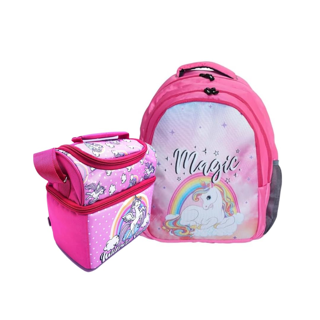 Echo Boomers Shoes Design Printed Backpack & Pink Girls Printed Double Layer Insulated Tiffin Lunch Double Bag Combo Set