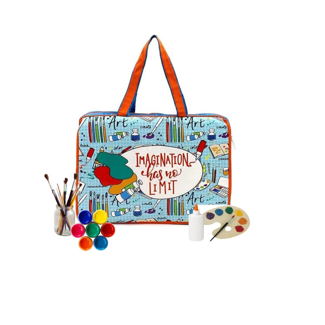 Echo Boomers Colour Brushes Design Art Super A3 Size Drawing/Activity Bags with Multiple Pockets - Pack of 1