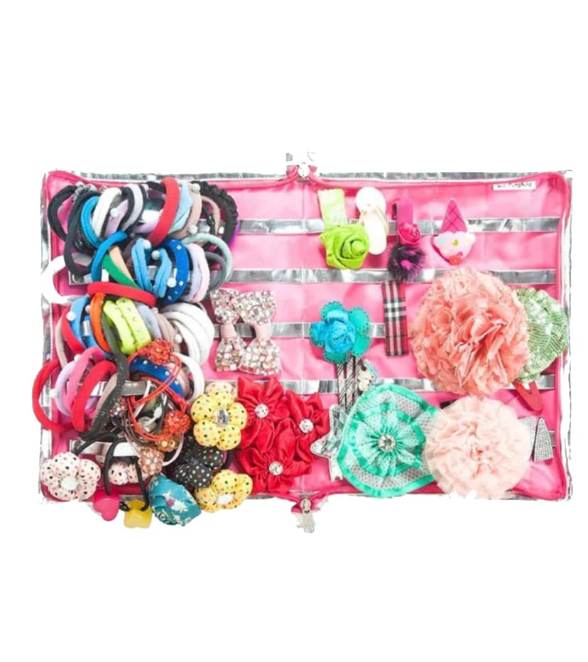Echo Boomers Mermaid Printed Hair Accessories Organizer Pouch – Stylish Clip Storage Bag for Women, Girls, Travel-Friendly Hair Clip, Scrunchie, and Band Organizer Pink