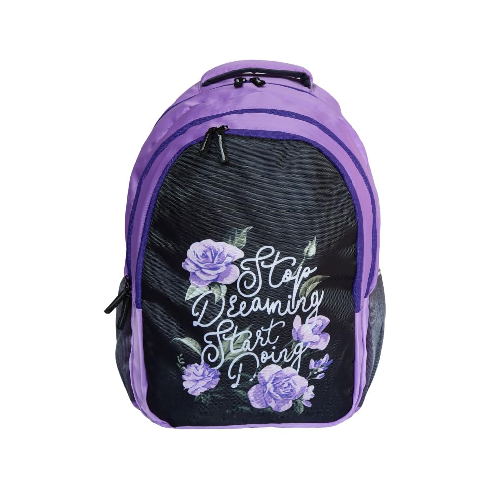 Echo Boomers Dream Printed Backpack|19 Inch - 3 Compartment School Bags for Kids with Zipper Closure – Purple