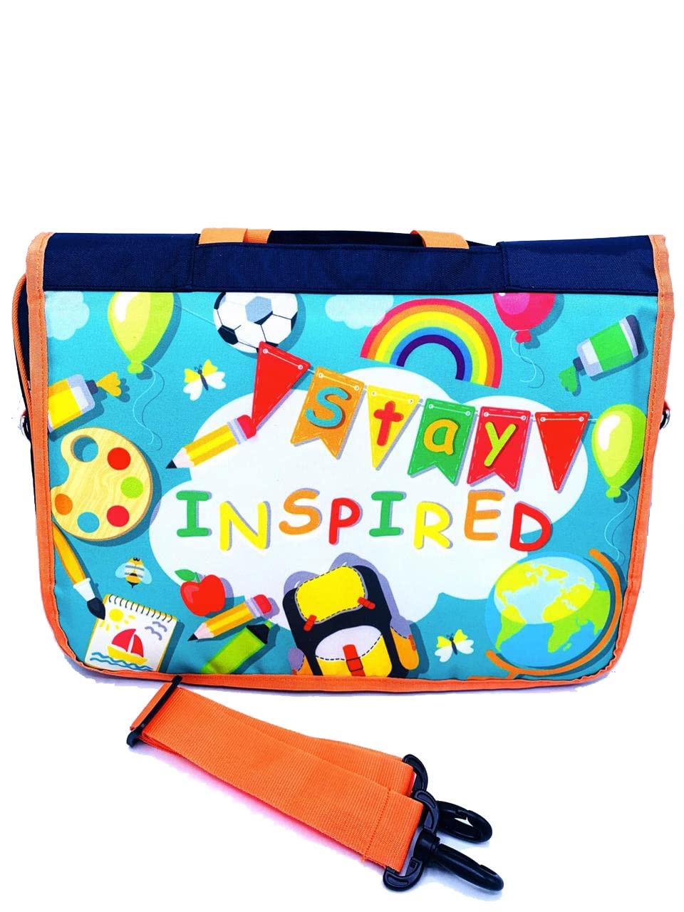 Echo Boomers Stay Inspired Design Print Tote Drawing Activity Bag with Multiple Utility Pockets