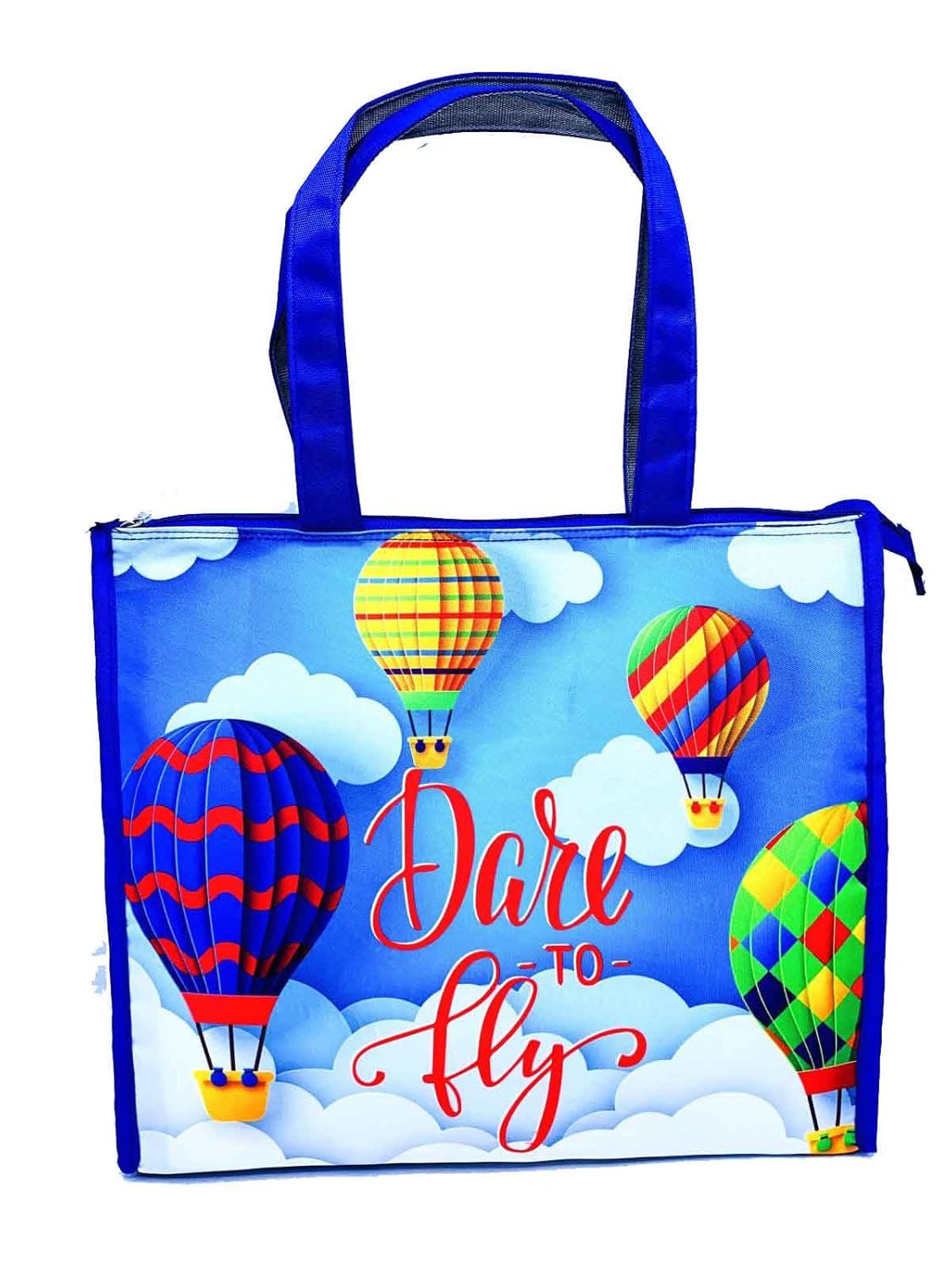 Echo Boomers Blue Dare to Fly Printed Jumbo Size Drawing/Activity Tote Bag with Multiple Pockets