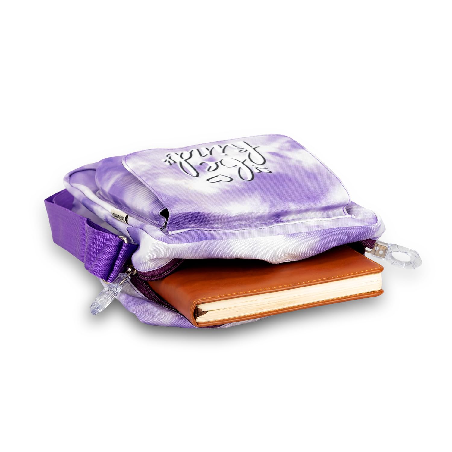 Echo Boomers Tie & Dye Style Purple Colour Multi Pocket Sling Pouch Bag with Detachable Strap