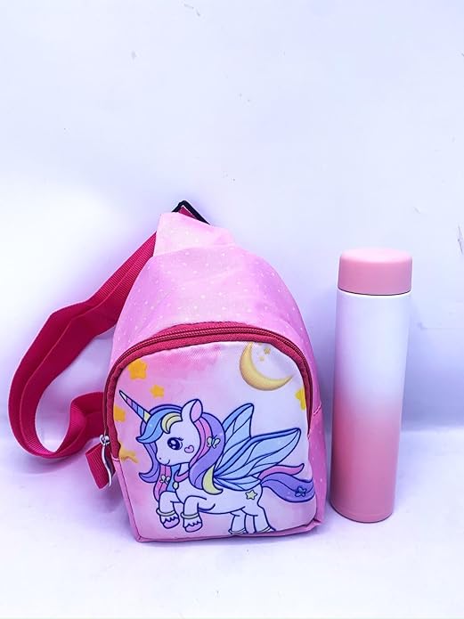 Echo Boomers Small Pink Unicorn Theme Crossbody Sling Bag For Children