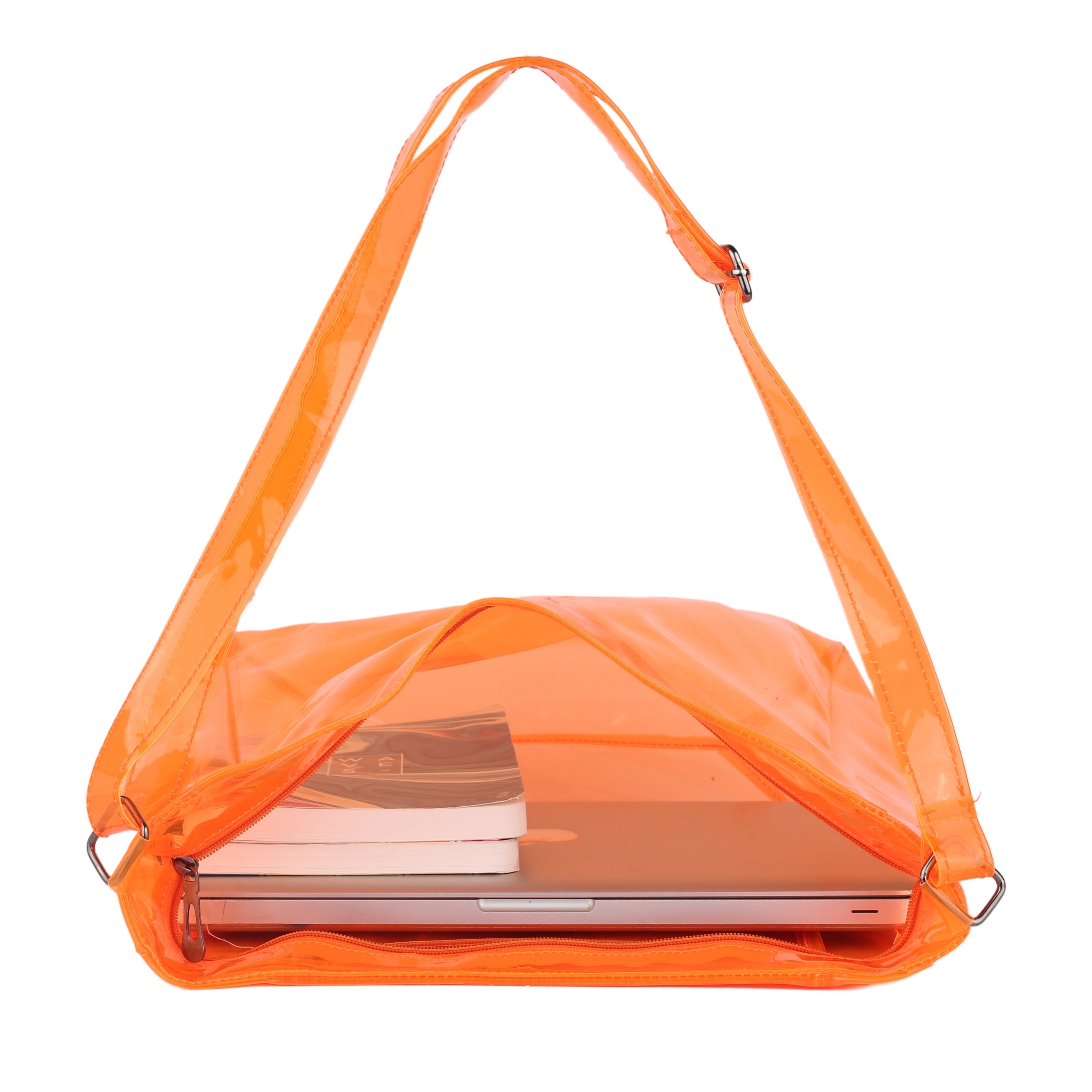 Echo Boomers Transparent Shoulder Bag – Neon Orange, Pink, Green ,Purple, Yellow & Blue| Stylish, Spacious, Durable & Multipurpose PVC Tote