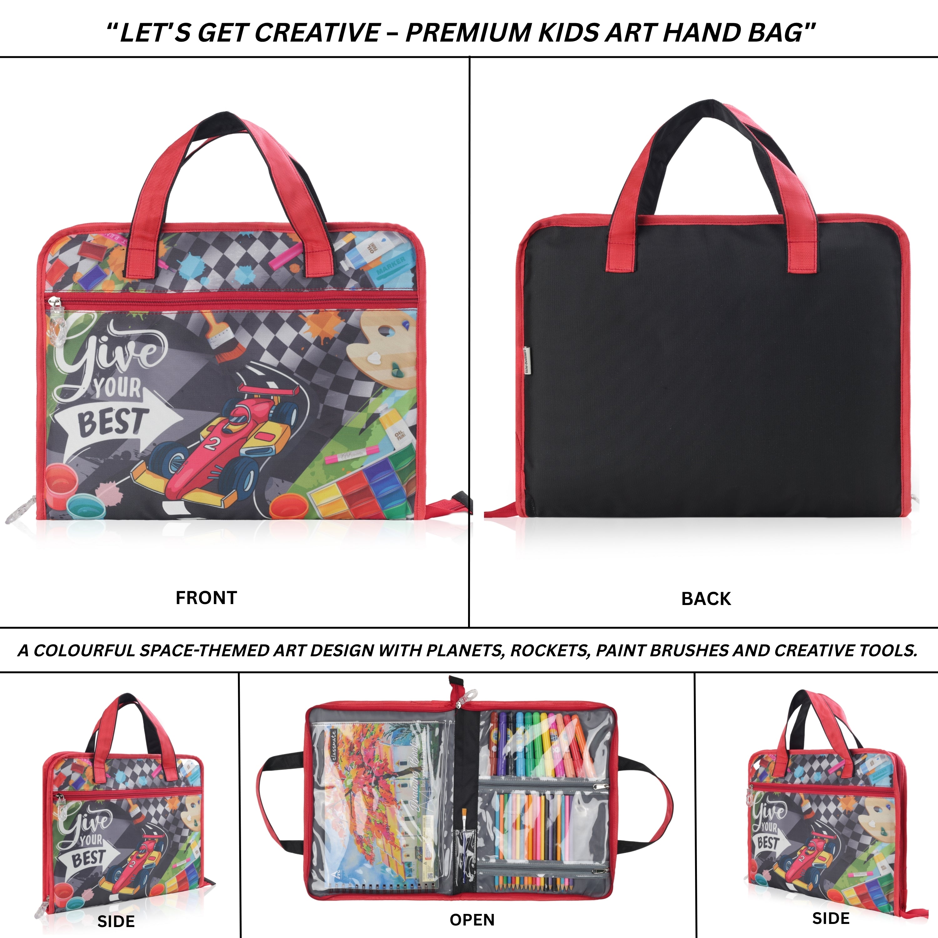 Echo Boomers A4 Kids Drawing Bag | Art & Stationery Organizer with Zipper Pocket