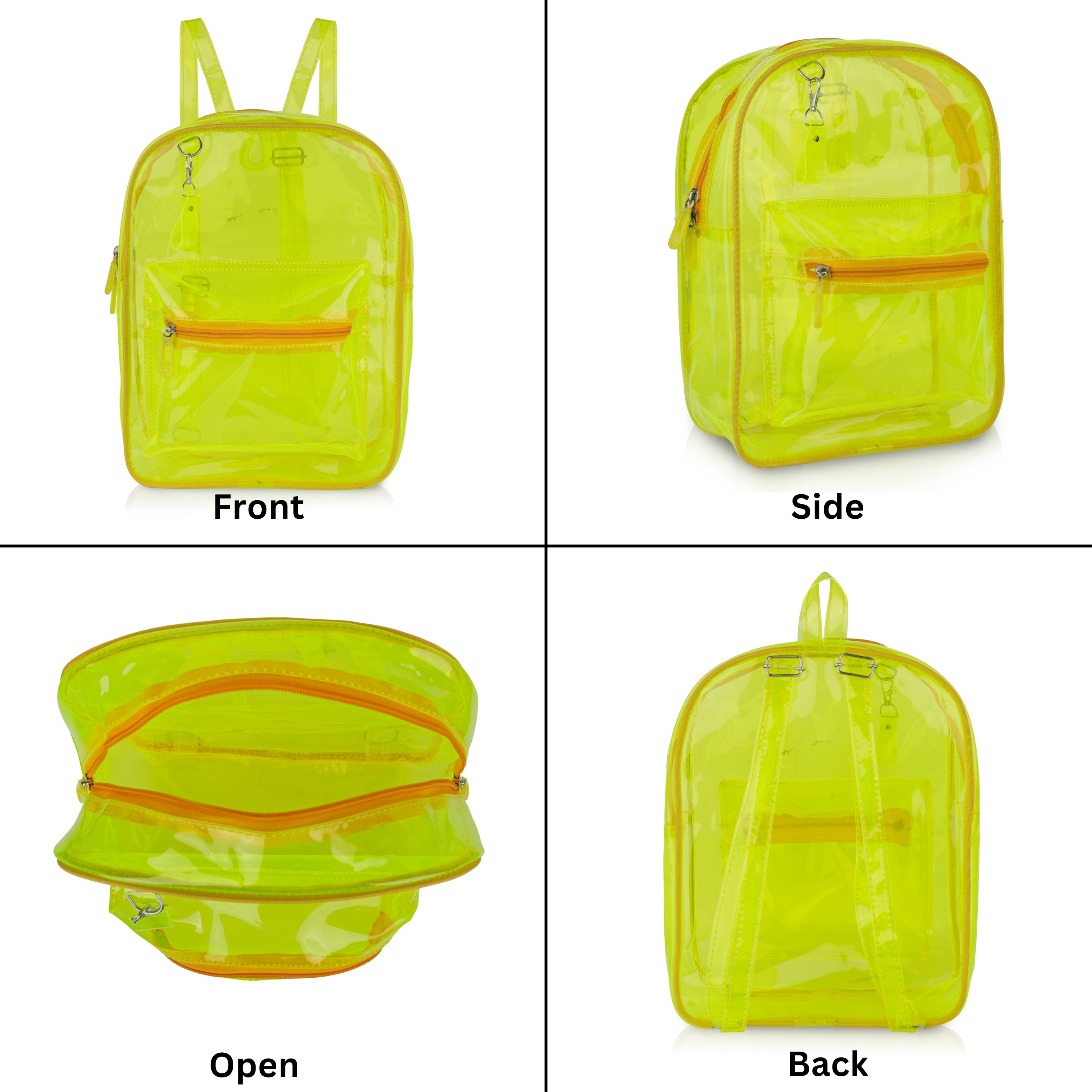 Echo Boomers Stylish Transparent Jelly Backpack | Trendy Neon Yellow Clear Bag | 50 GSM Waterproof PVC School, College & Travel Backpack with Front Zipper Pocket