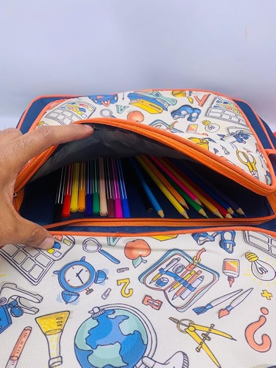 Echo Boomers Printed A3 Art Board Drawing & Activity Backpack Bag with Multiple Pockets