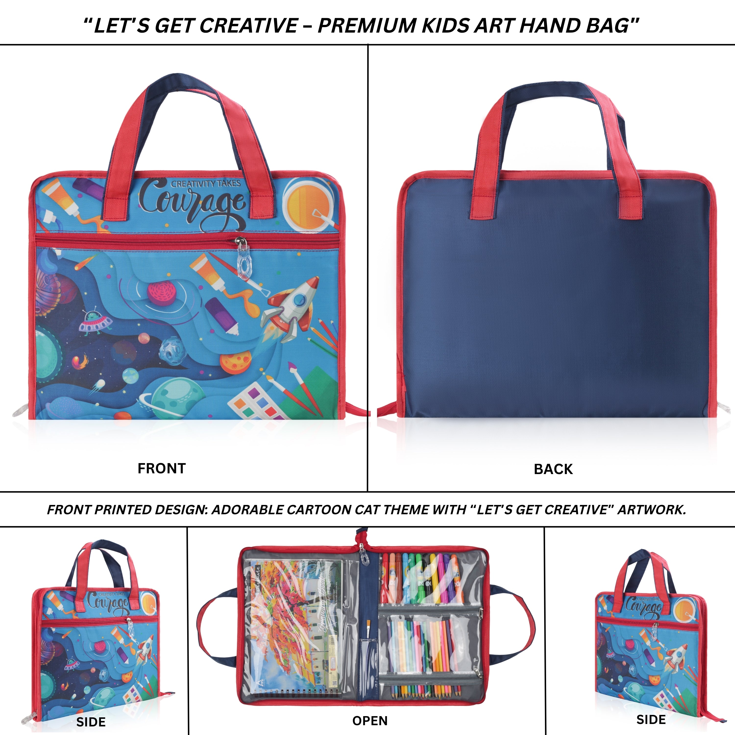 Echo Boomers A4 Kids Drawing Bag | Art & Stationery Organizer with Zipper Pocket