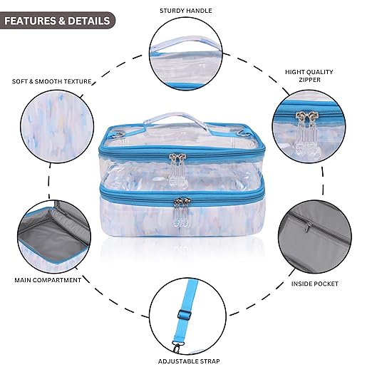 Echo Boomers Solid Large Double-Decker Insulated Lunch Bag with Multi-Compartment Zipper Pockets