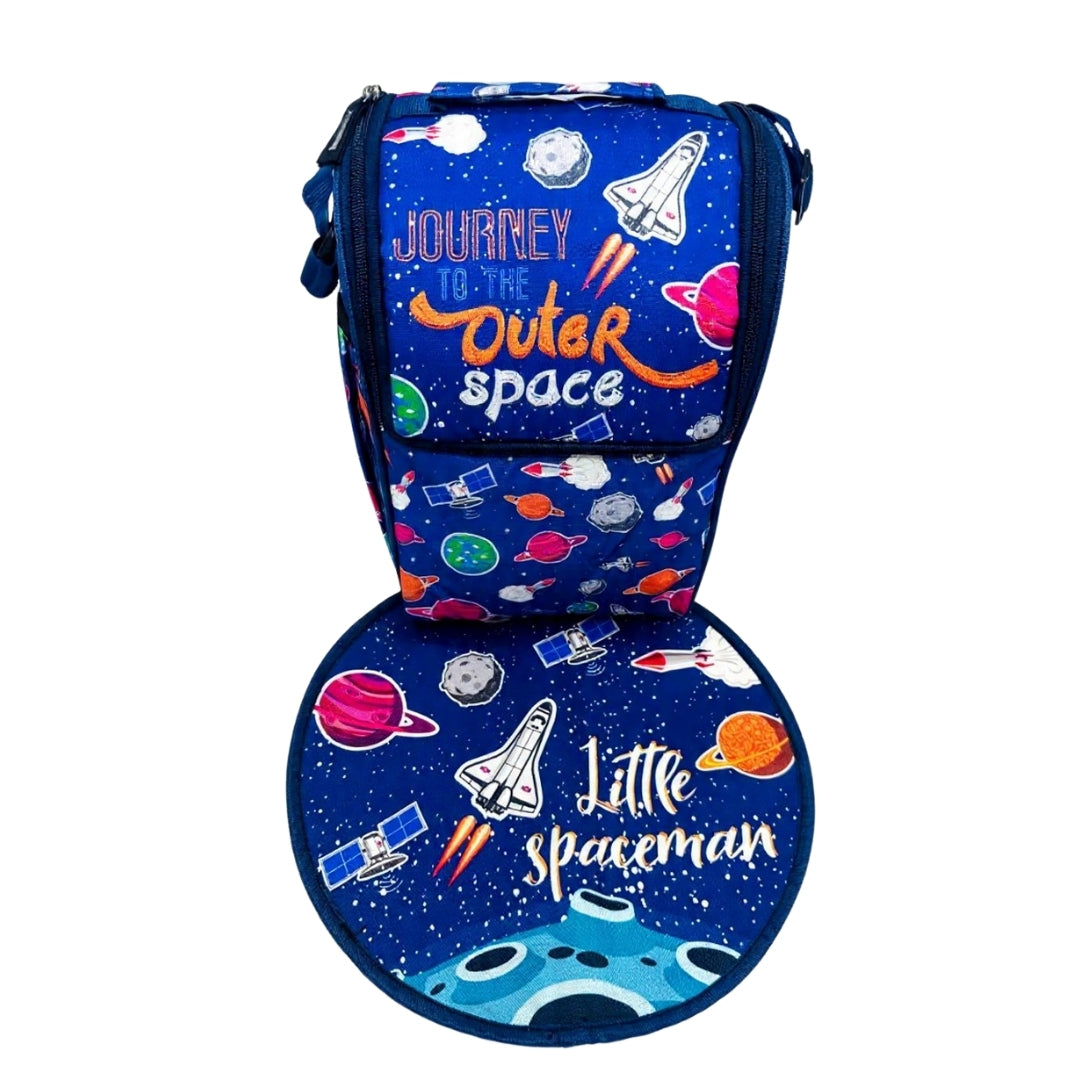 Echo Boomers Kids Lunch Bag with Round Table Mat Combo | Multi Print | Fun School Lunch Set for Boys & Girls