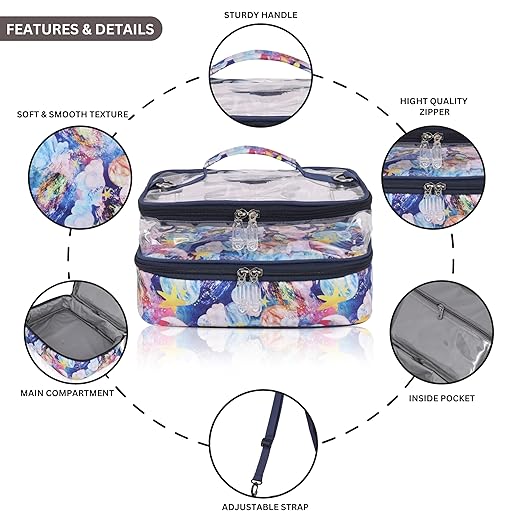 Echo Boomers Clouds Print Large Double-Decker Insulated Lunch Bag with Multi-Zipper Pockets