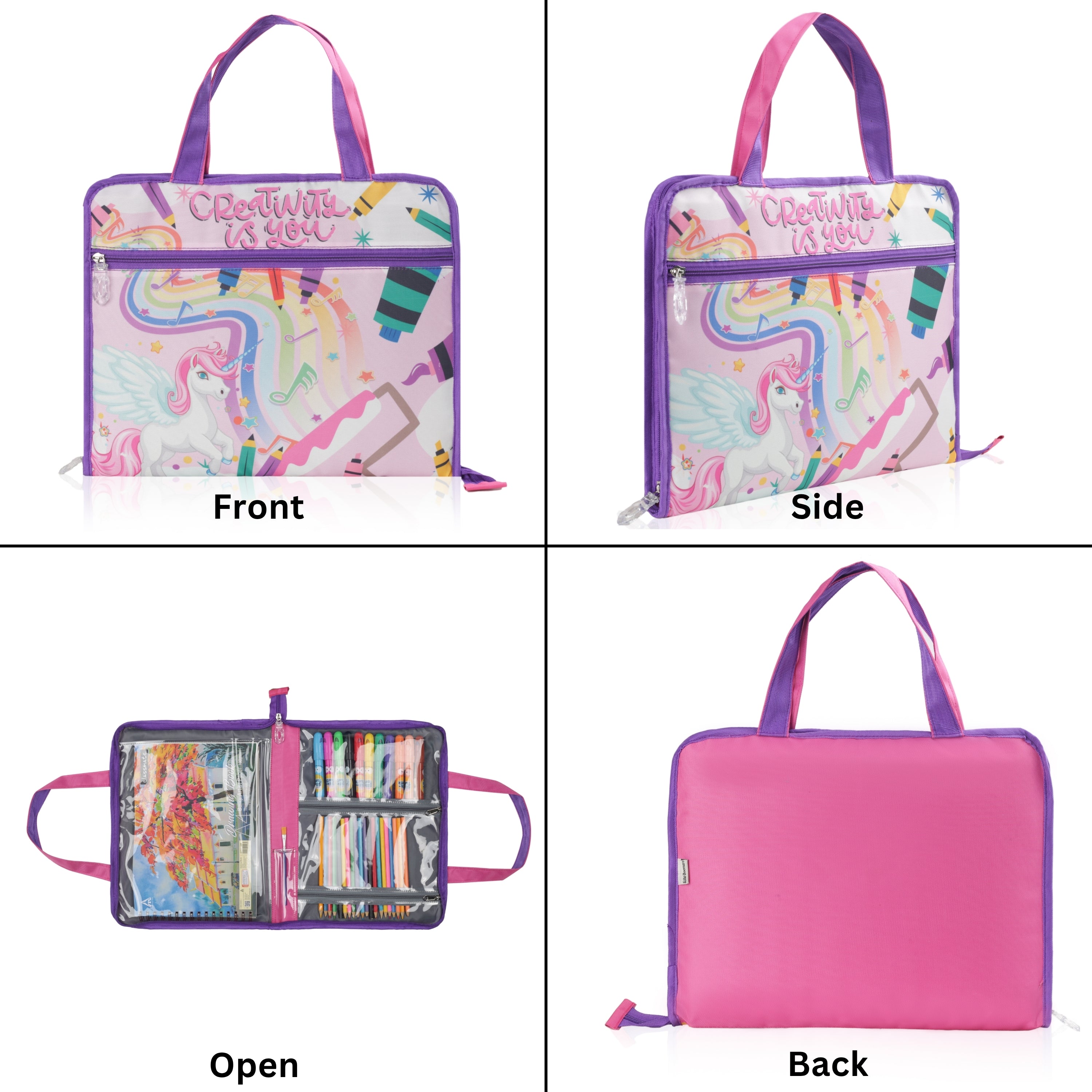 Echo Boomers A4 Kids Drawing Bag | Art & Stationery Organizer with Zipper Pocket