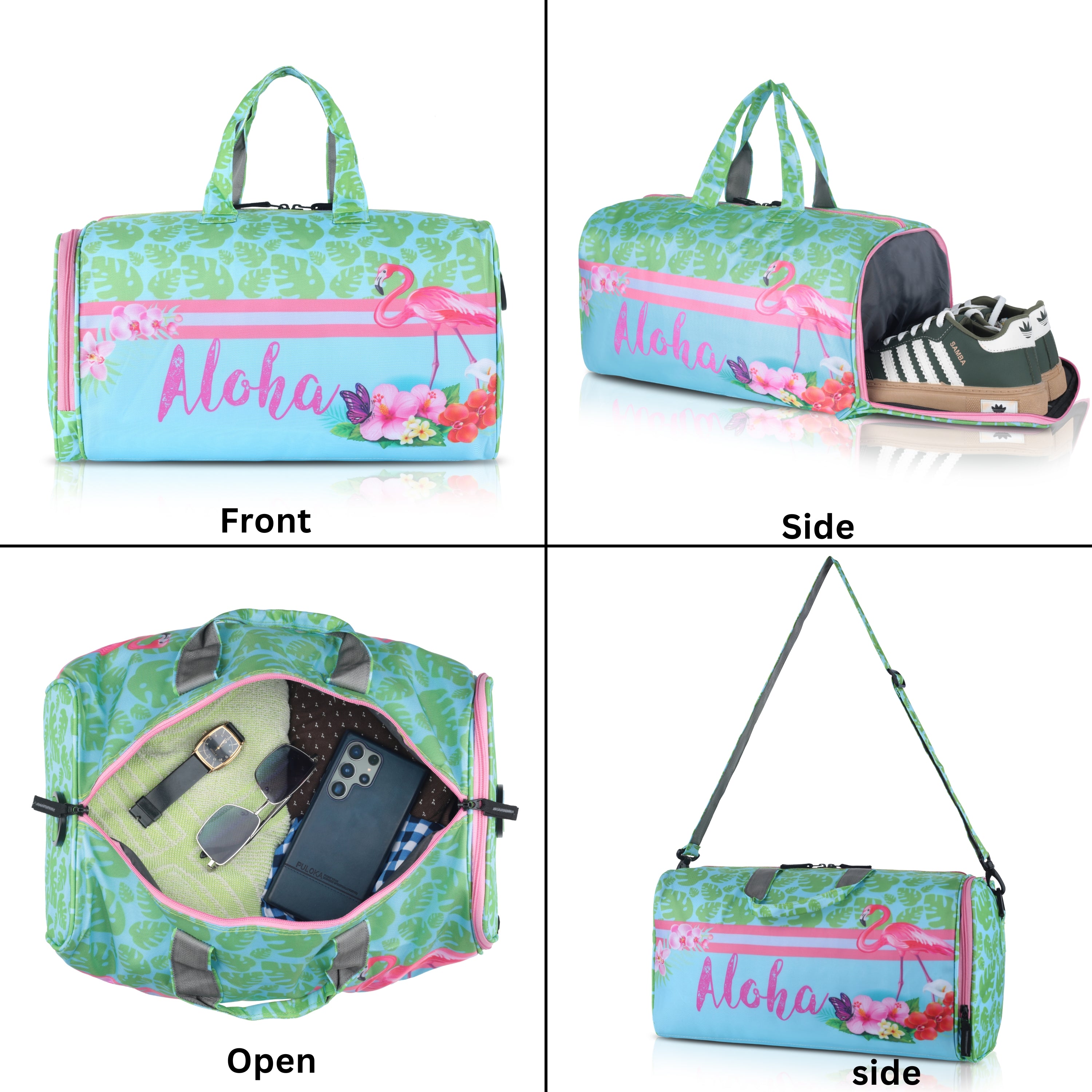 Echo Boomers Square Aloha Print Duffle Bag – Stylish Travel & Gym Bag with Shoe Compartment