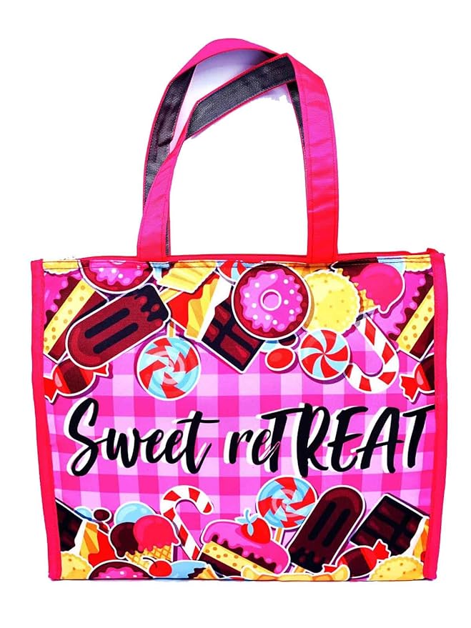 Echo Boomers Pink Sweet Treat Printed Jumbo Size Drawing/Activity Tote Bag with Multiple Pockets