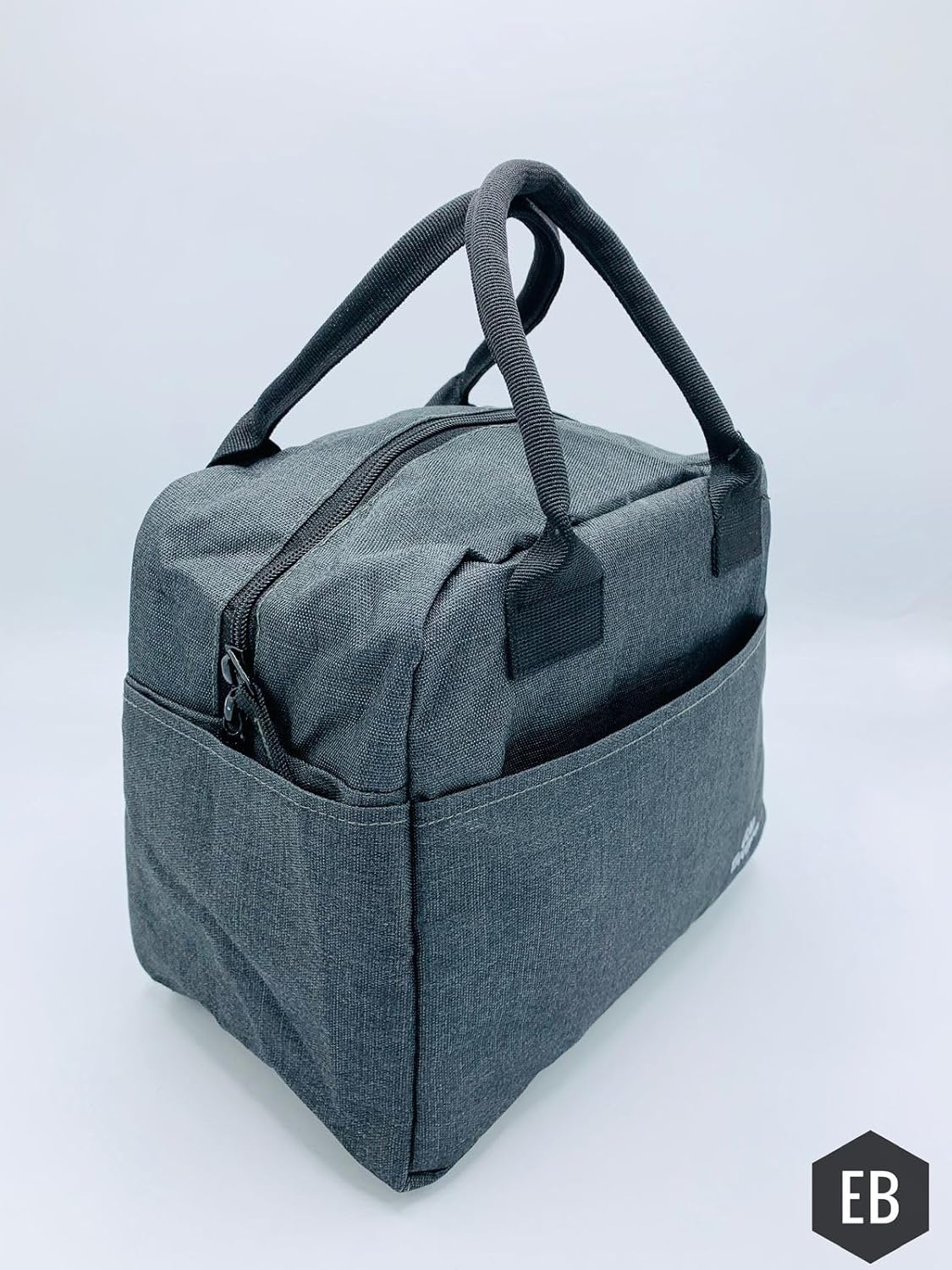 Echo Boomers Grey Colour Solid Textured Insulated Tiffin Lunch Bag with Multi Zipper Pockets