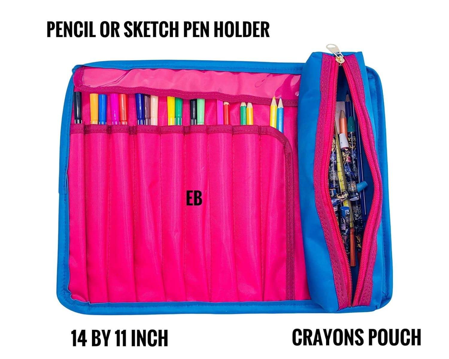 Echo Boomers Unicorn Design Print Roll Up Pencil Brushes Art Holder Case