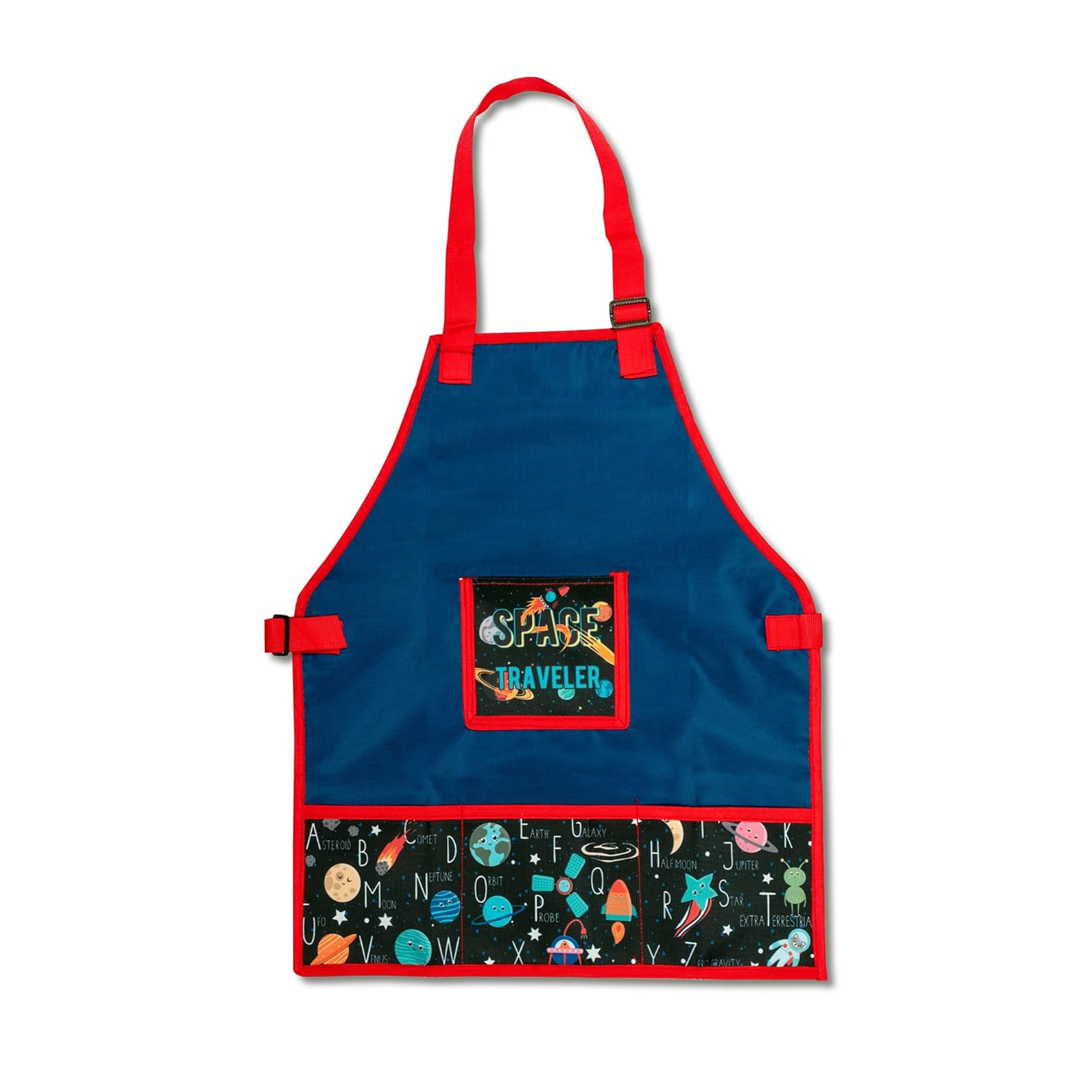 Echo Boomers Space Print Multipurpose Kids Waterpoof Washable Apron with 4 pockets for Cooking, Art Painting and School (3 to 6 yrs- 18x15)