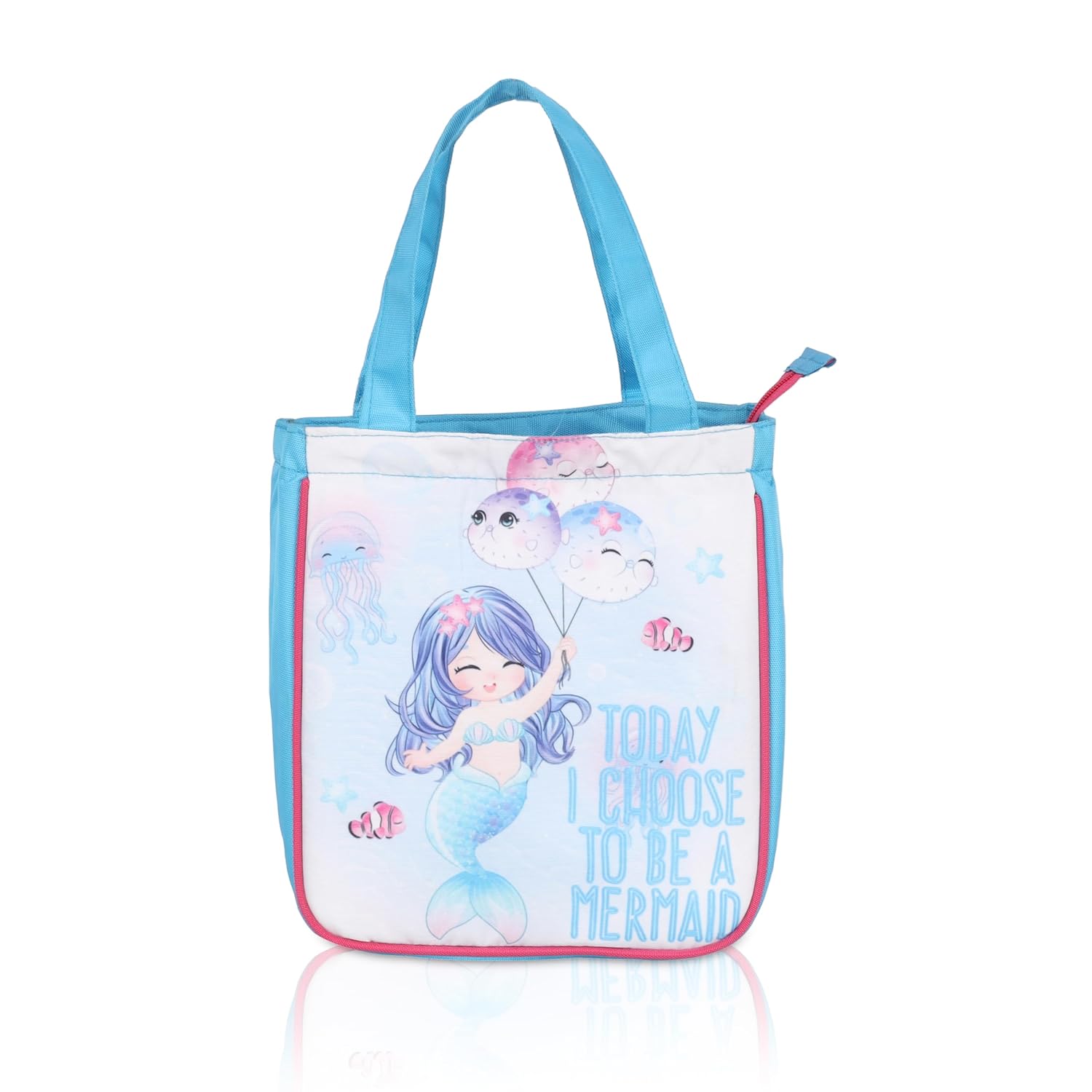 Echo Boomers Blue Mermaid Printed Lunch Bag- Insulated, Spacious & Stylish for School, Work, or Outings