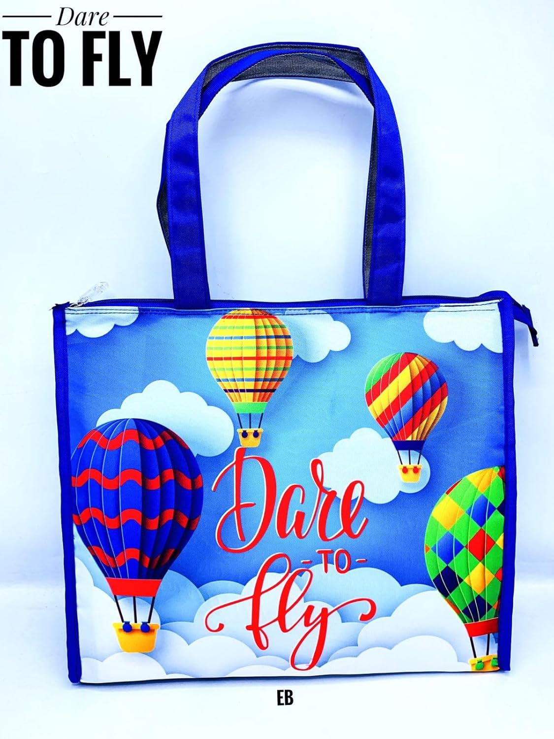 Echo Boomers Blue Dare to Fly Printed Jumbo Size Drawing/Activity Tote Bag with Multiple Pockets