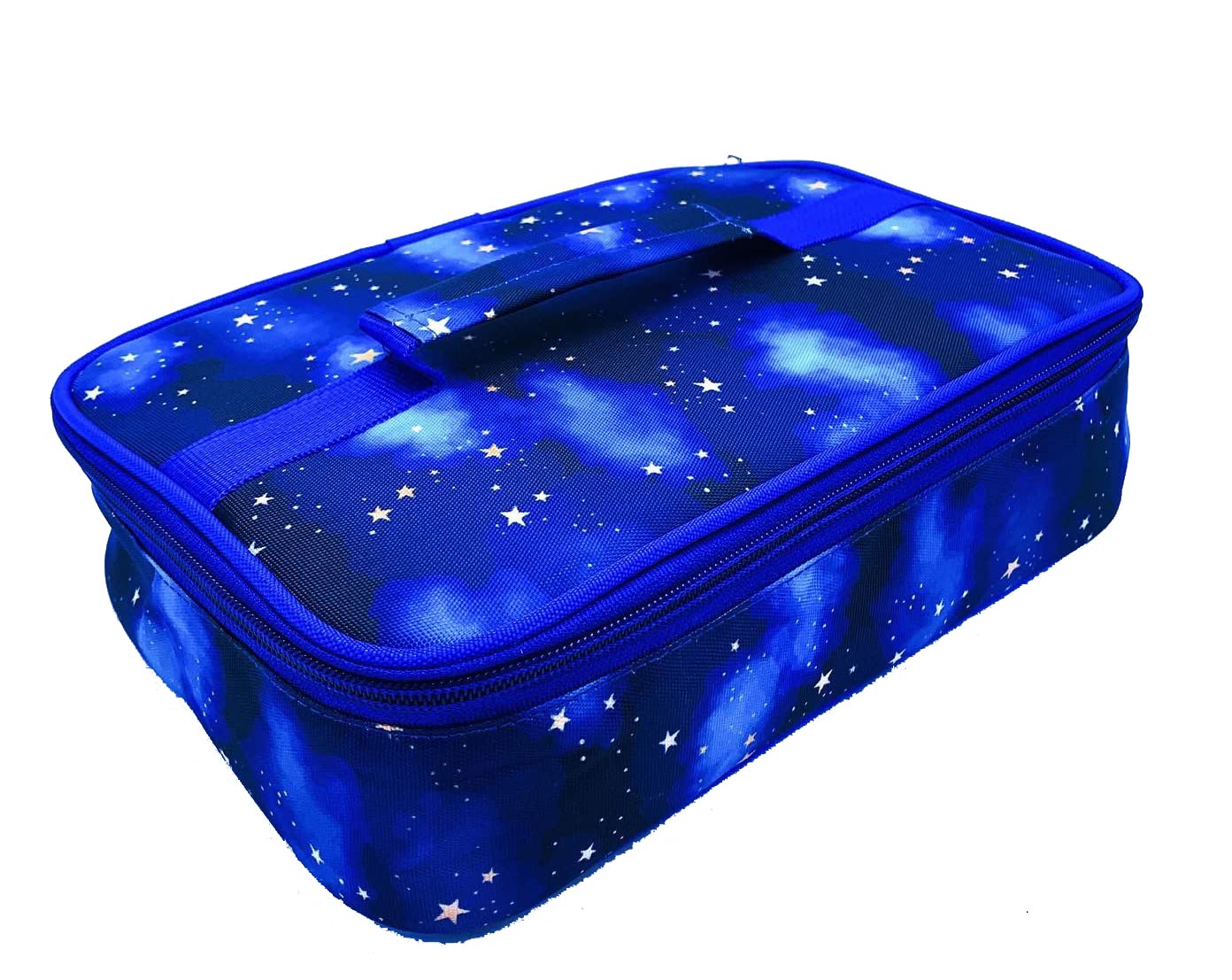 Echo Boomers Blue Universe Printed Insulated Tiffin Bento Lunch Large Bag with Multi Zipper Pockets