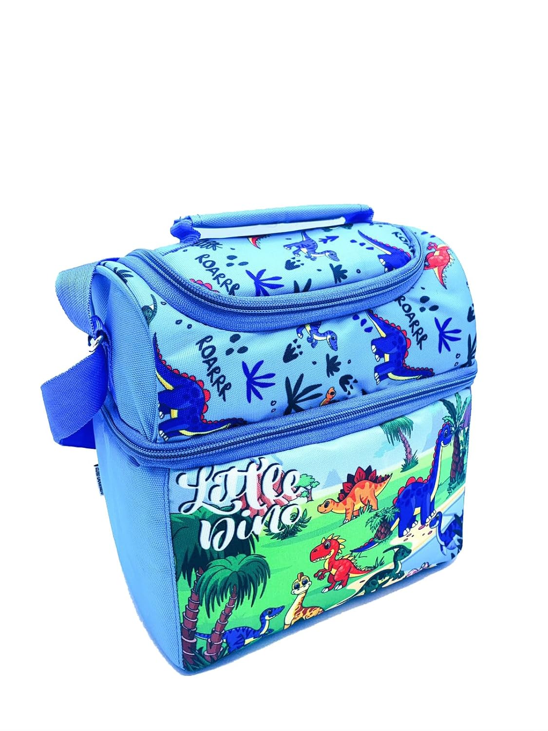 Echo Boomers Dino Printed Double Insulated Tiffin Lunch Bag with Multi Zipper Pockets