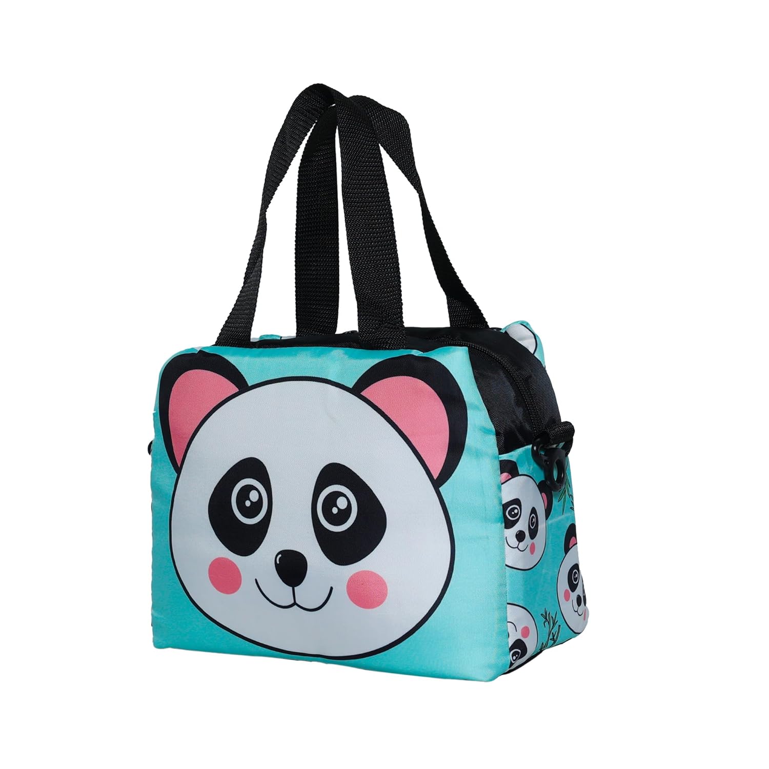 Echo Boomers Panda Printed Double Layer Insulated Tiffin Lunch Bag with Multi Zipper Pockets