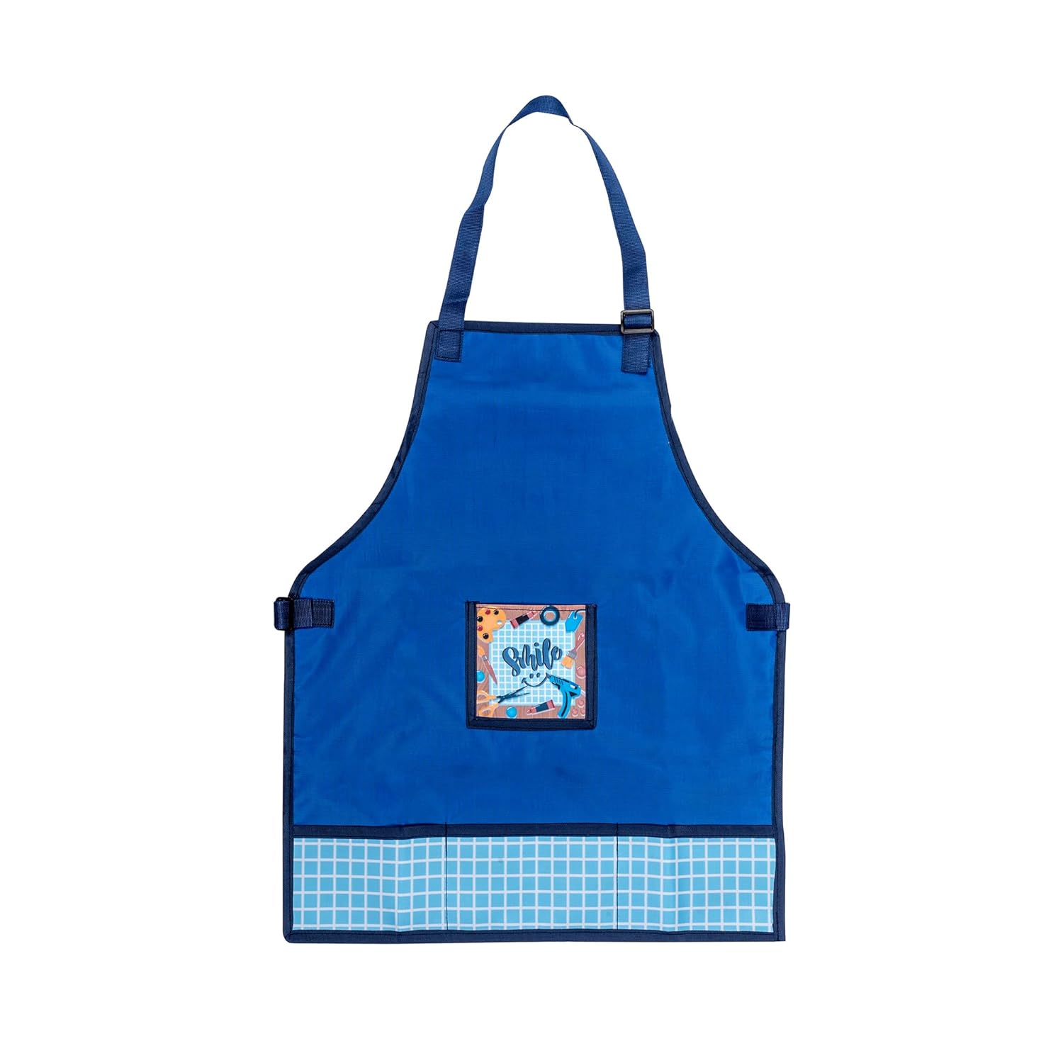 Echo Boomers Blue Multipurpose Teens Waterpoof Washable Apron with 4 pockets for Cooking, Art Painting and School (7 to 14 yrs- 23x18)