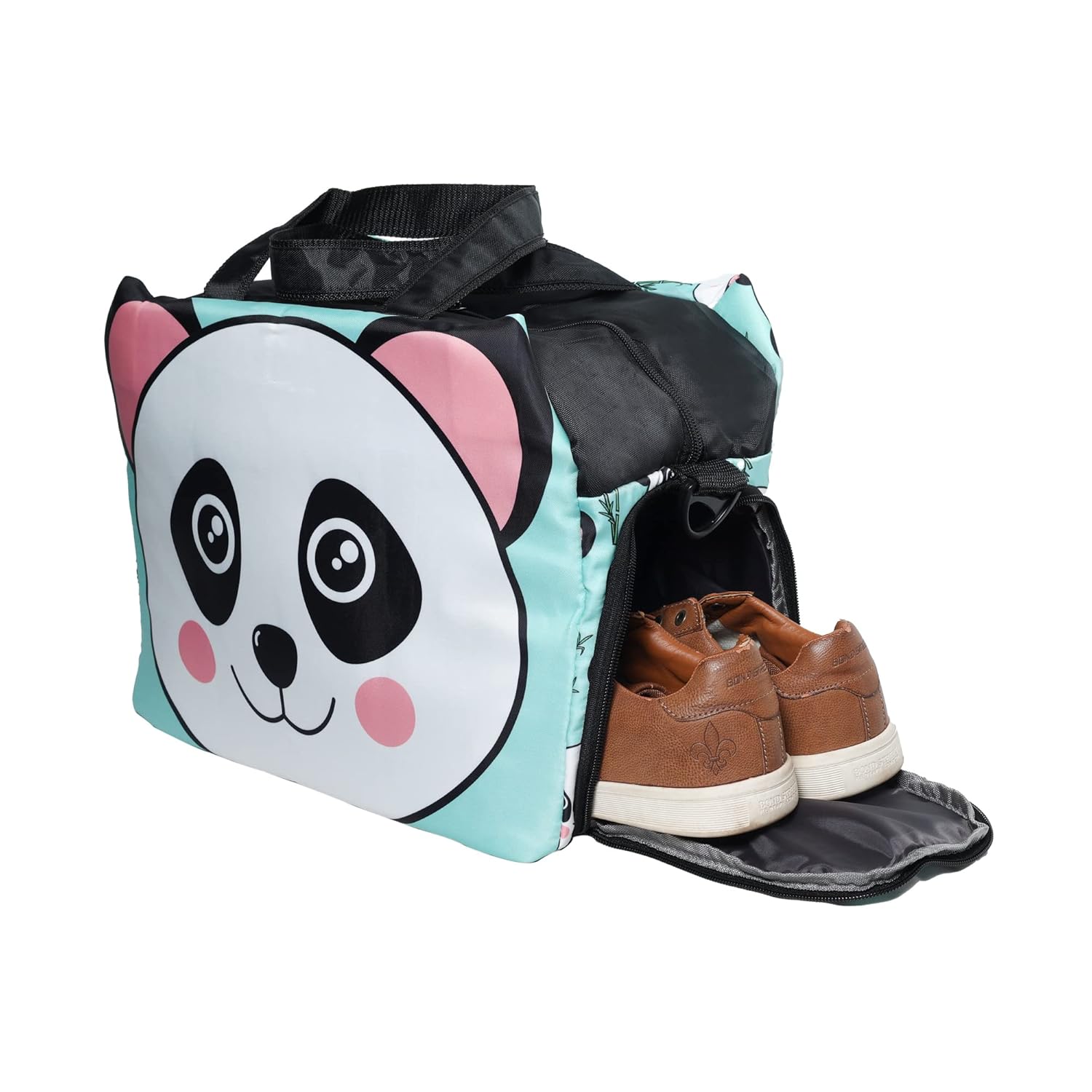 Echo Boomers Blue Panda Printed Travel Duffle Bag | Multipurpose Sling Bag with Separate Shoe & Laundry Compartment | Perfect for Kids, Men & Women | Lightweight, Durable, & Stylish Travel Companion