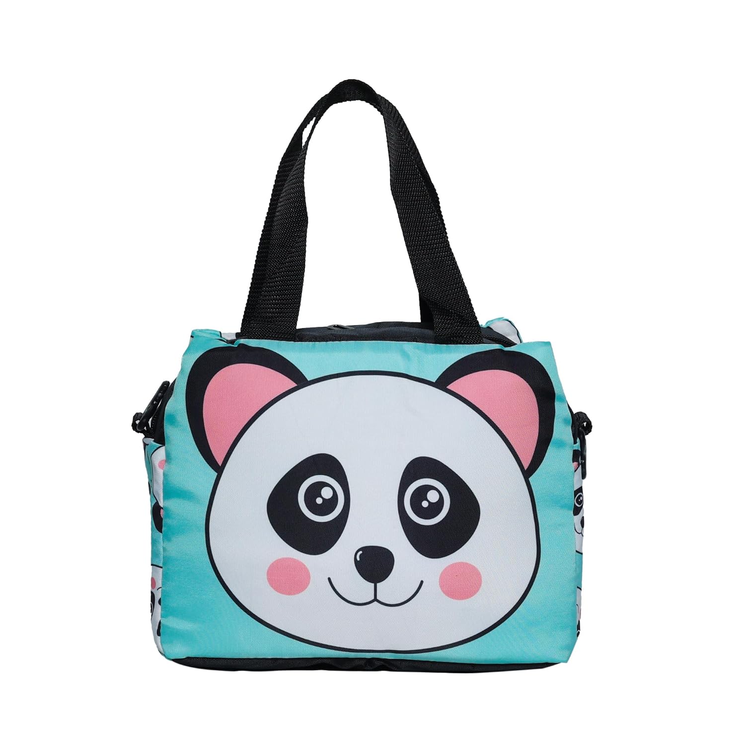 Echo Boomers Panda Printed Double Layer Insulated Tiffin Lunch Bag with Multi Zipper Pockets