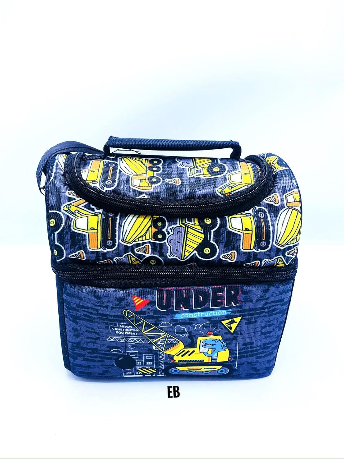 Echo Boomers Yellow Builder Printed Double Insulated Tiffin Lunch Bag with Multi Zipper Pockets