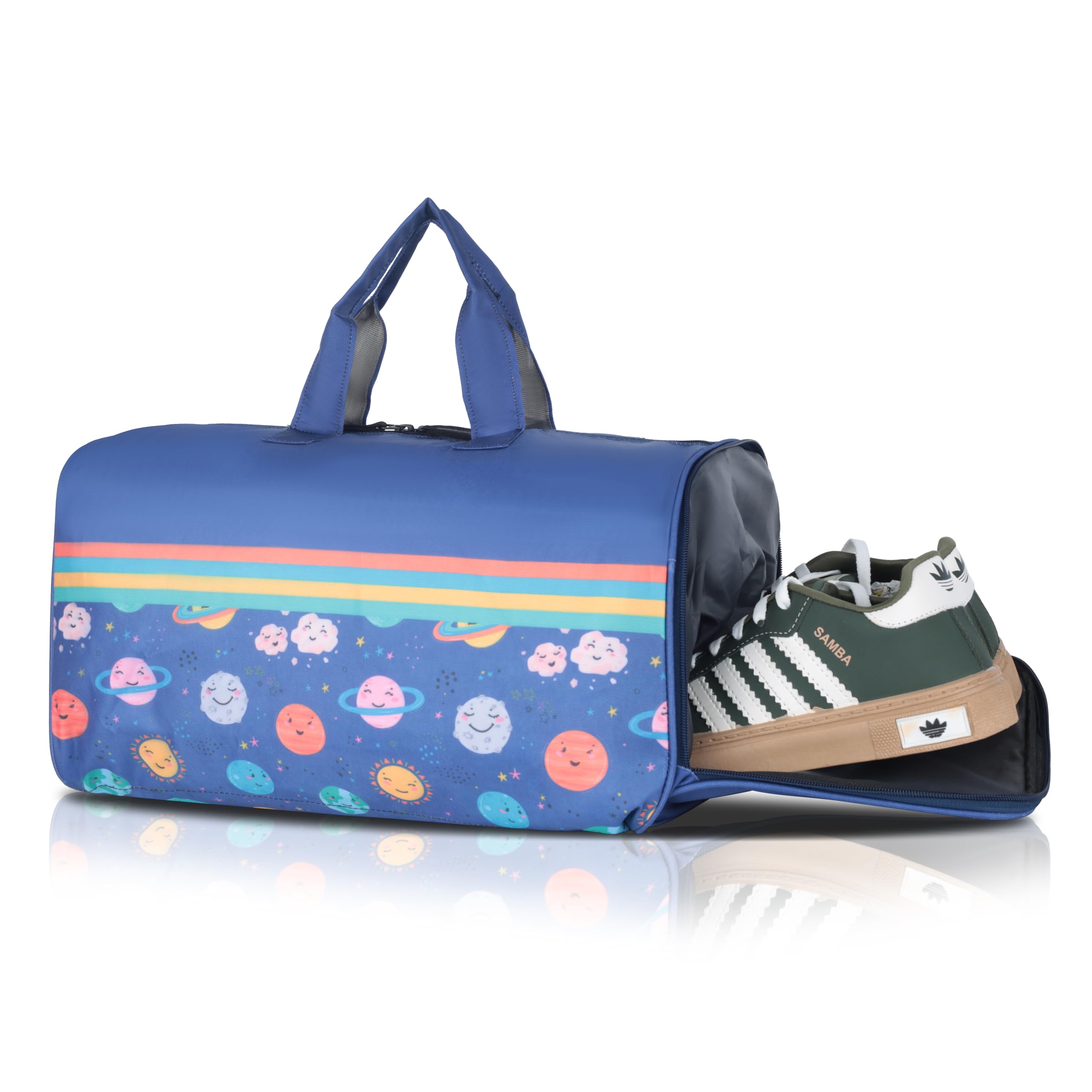 Echo Boomers Space Print Duffle Bag – Stylish Travel & Gym Bag with Shoe Compartment