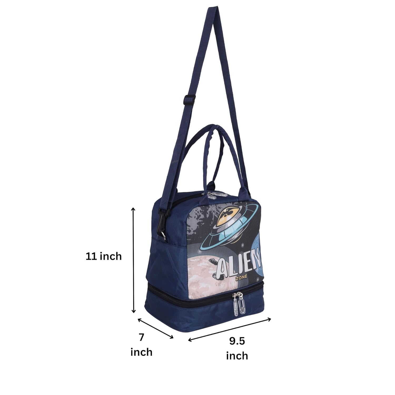 Echo Boomers Alien Lunch Bag - Insulated Tiffin Bag, Multi Pockets & Long Strap