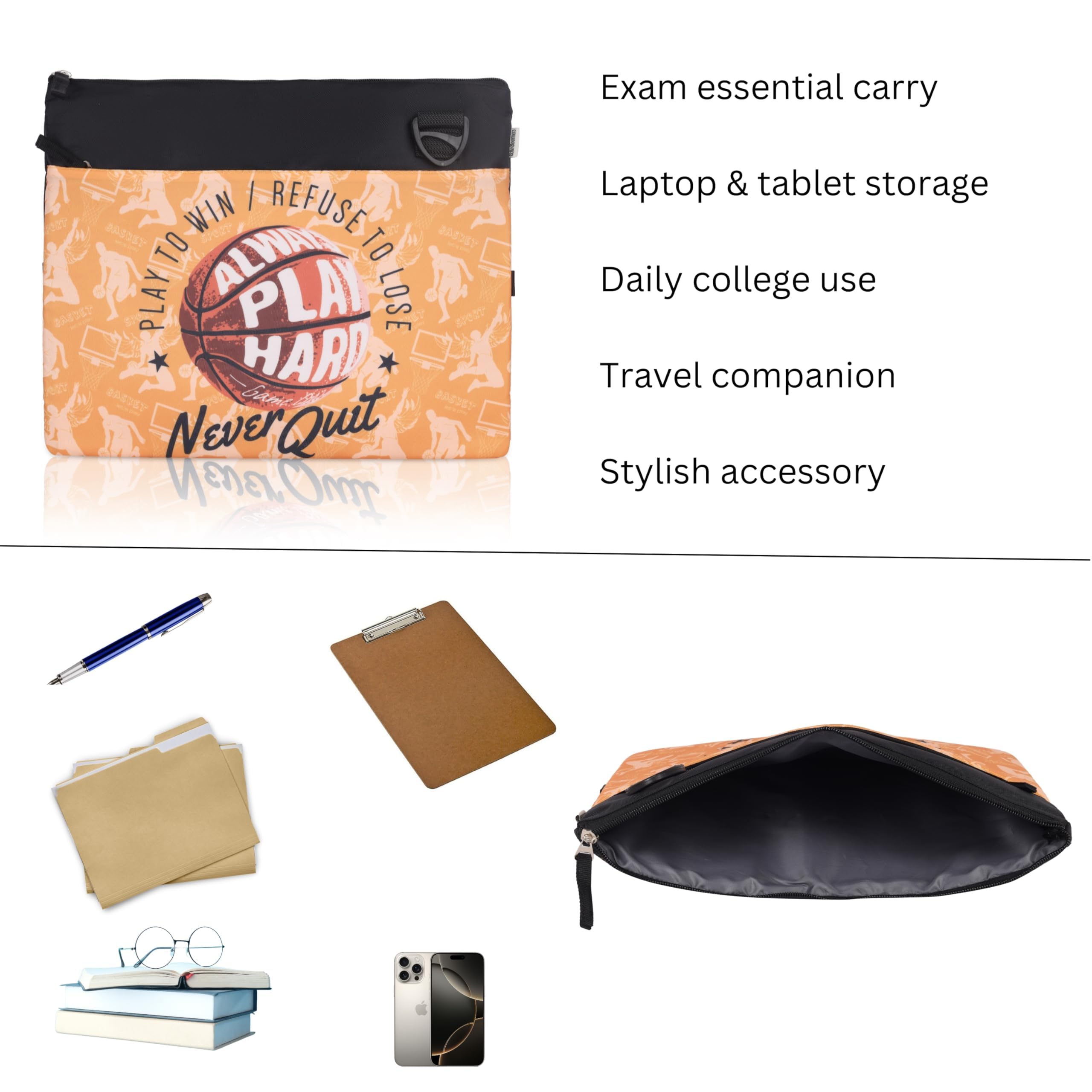 Echo Boomers Basketball Print Exam & Activity Sling Bag | 3 Compartments | Cushioned & Detachable Strap | Ideal for Outdoor Travel