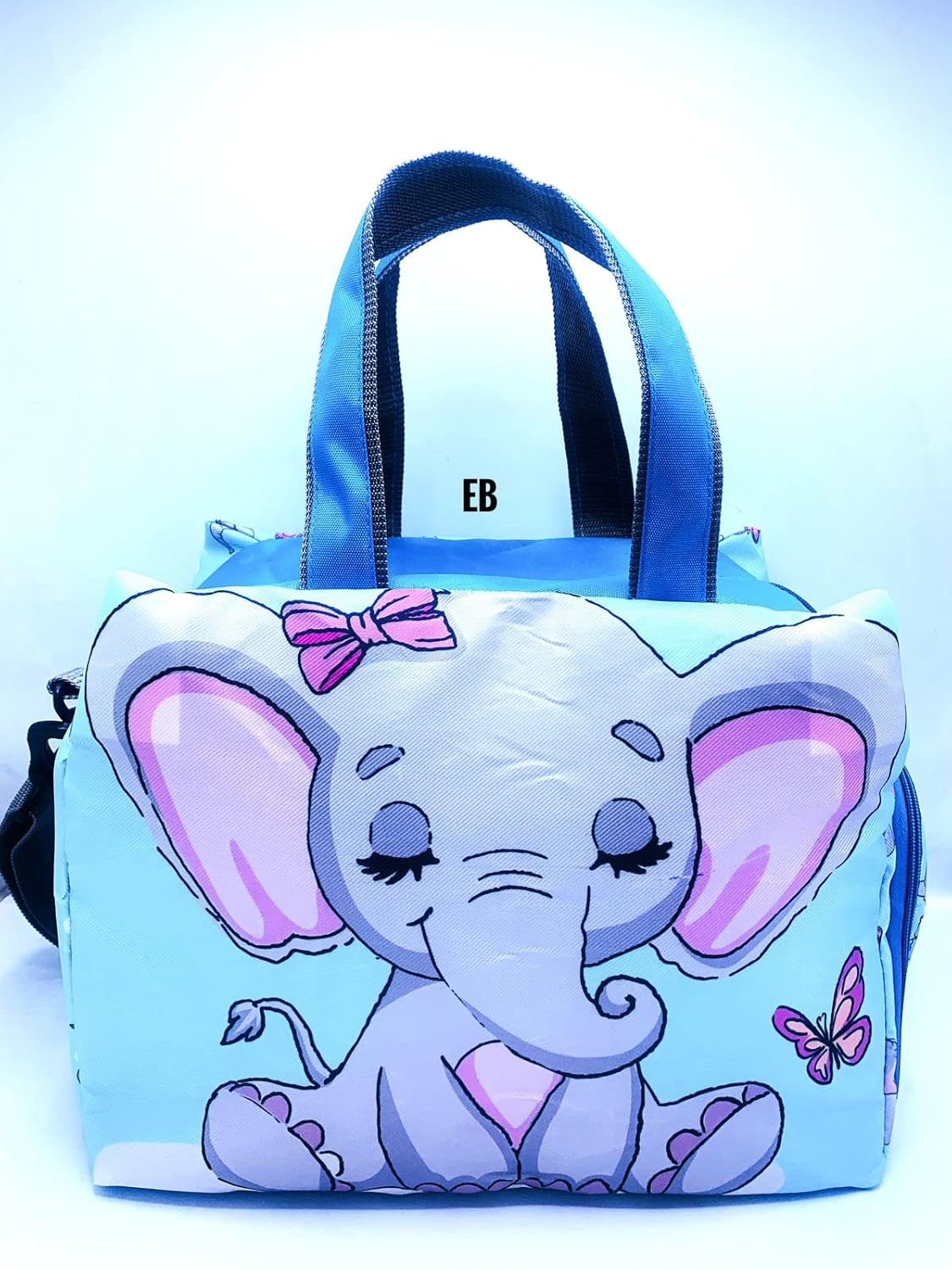 Echo Boomers Blue Elephant Printed Travel Duffle Bag | Multipurpose Sling Bag with Separate Shoe & Laundry Compartment | Perfect for Kids, Men & Women | Lightweight, Durable & Stylish Travel Companion