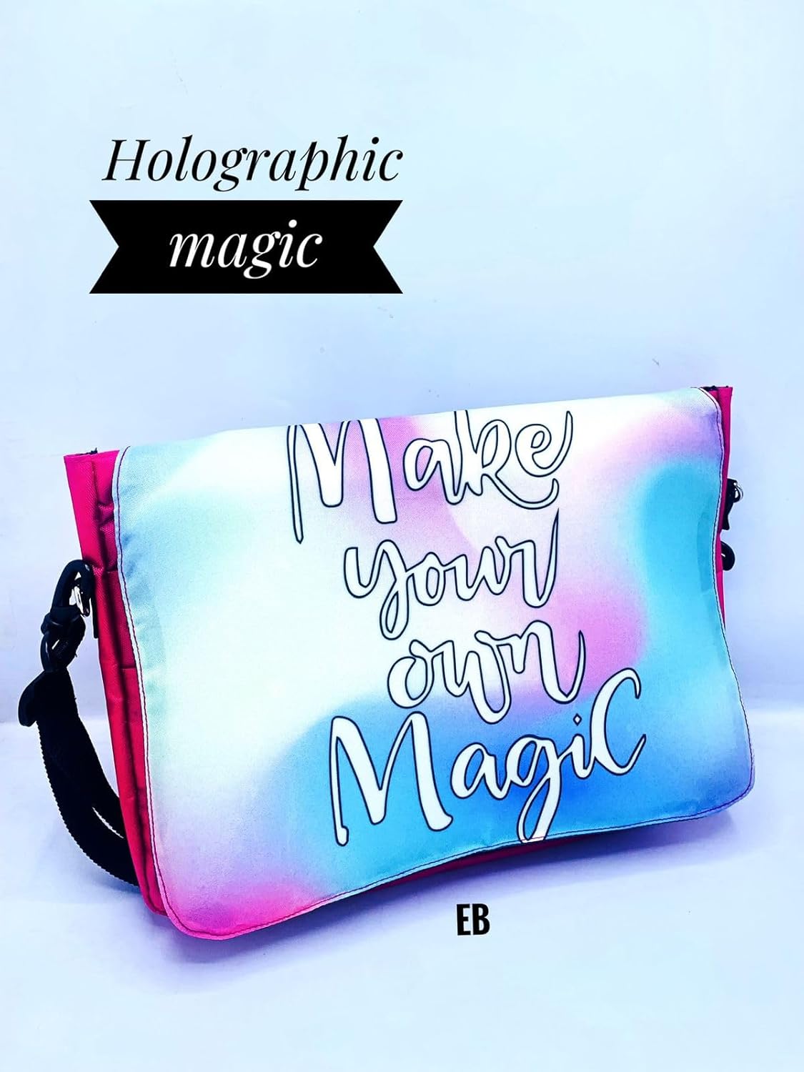 Echo Boomers Holographic Printed Crossbody Laptop Sling Shoulder Bag, Fits 12-inch Tablet, Mobile, Passport & Cards, Messenger Bag with Detachable Strap, Multipocket | Waterproof | Expandable