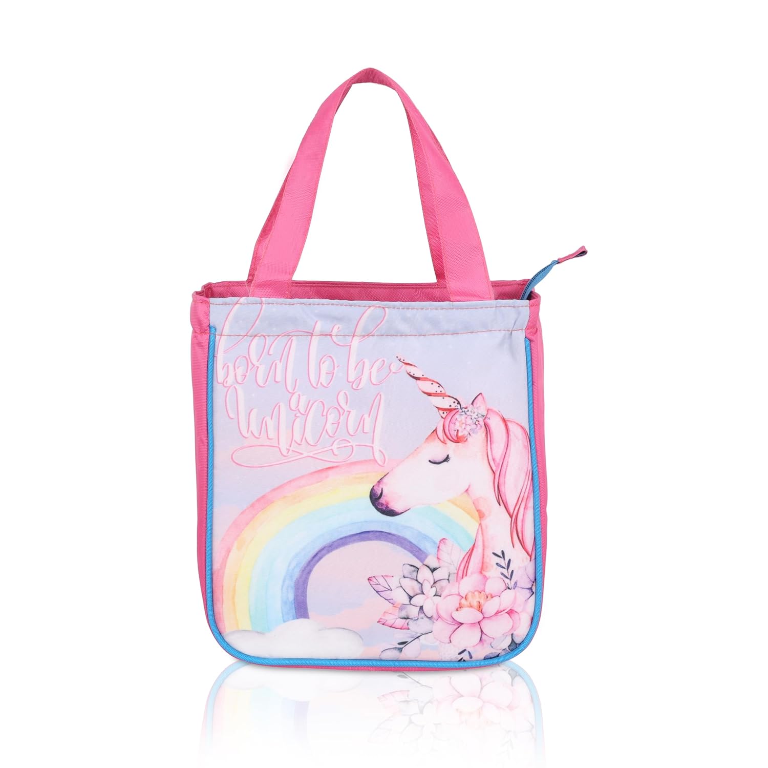 Echo Boomers Pink Unicorn Printed Lunch Bag- Insulated, Spacious & Stylish for School, Work, or Outings