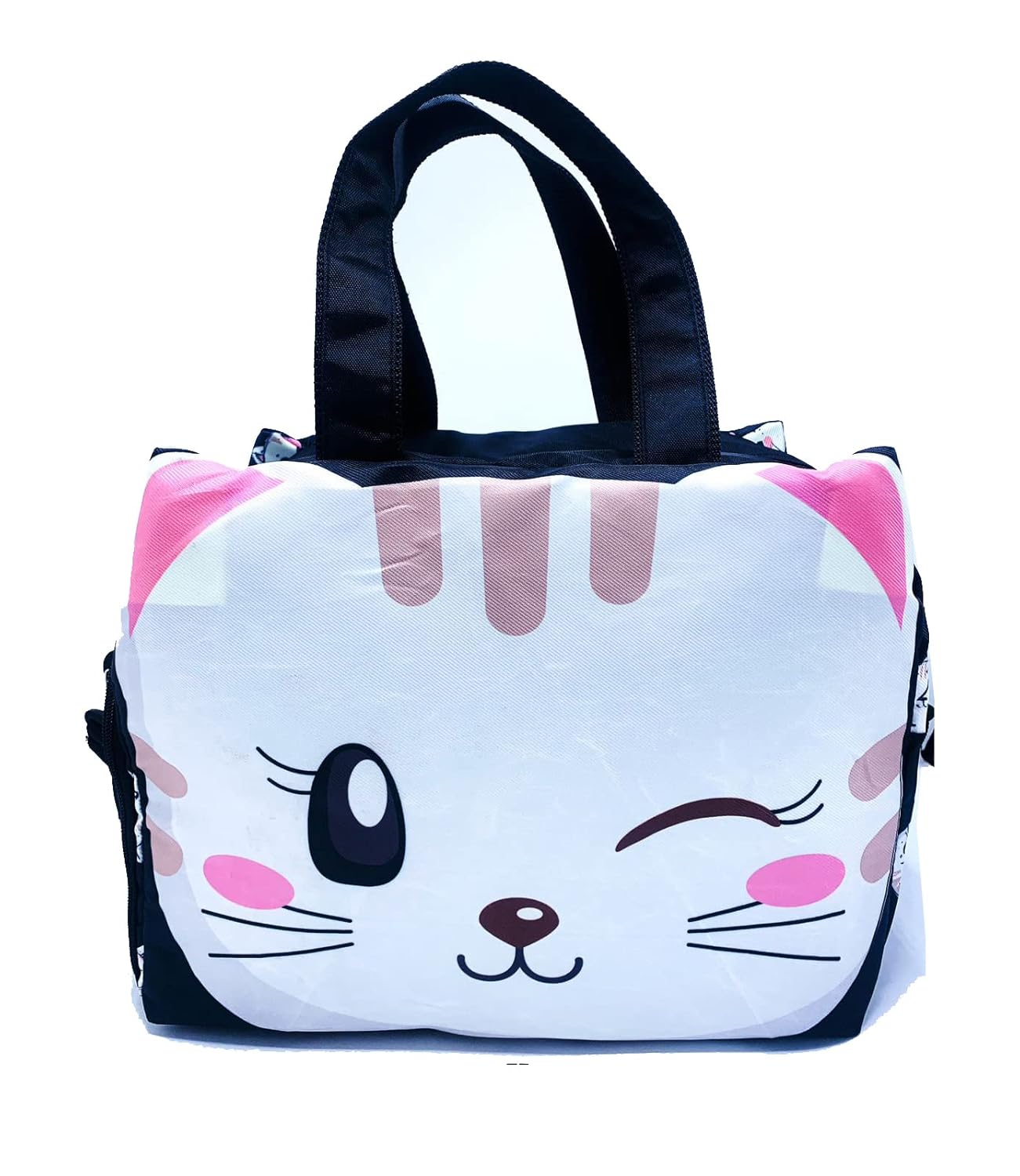 Echo Boomers White Cat Printed Travel Duffle Bag | Multipurpose Sling Bag with Separate Shoe & Laundry Compartment | Perfect for Kids, Men & Women | Lightweight, Durable, & Stylish Travel Companion