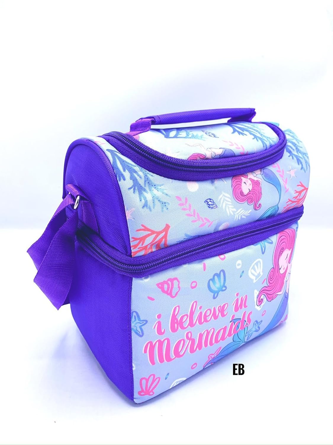 Echo Boomers Mermaid Printed Double Insulated Tiffin Lunch Bag with Multi Zipper Pockets