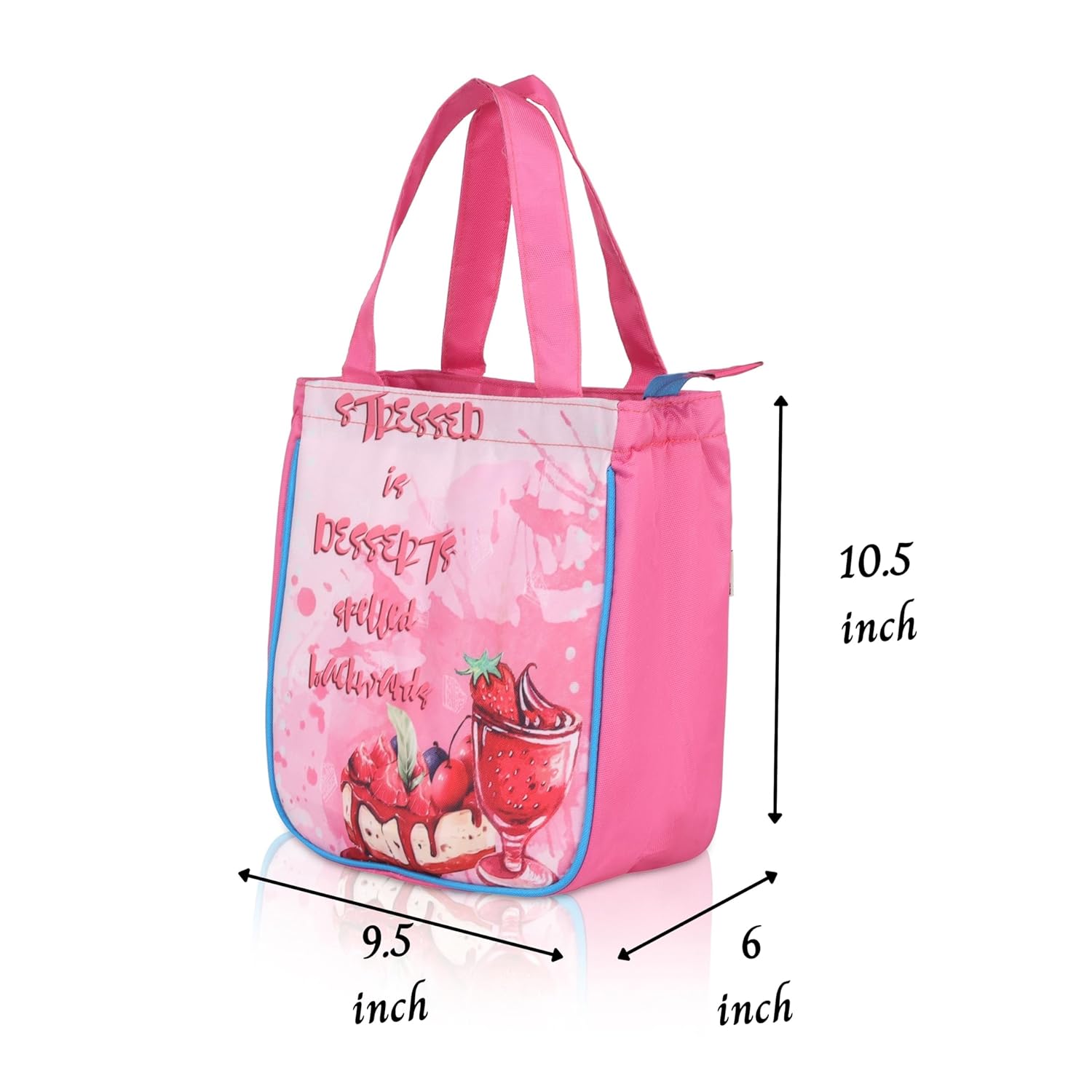 Echo Boomers Pink Desserts Printed Lunch Bag- Insulated, Spacious & Stylish for School, Work, or Outings