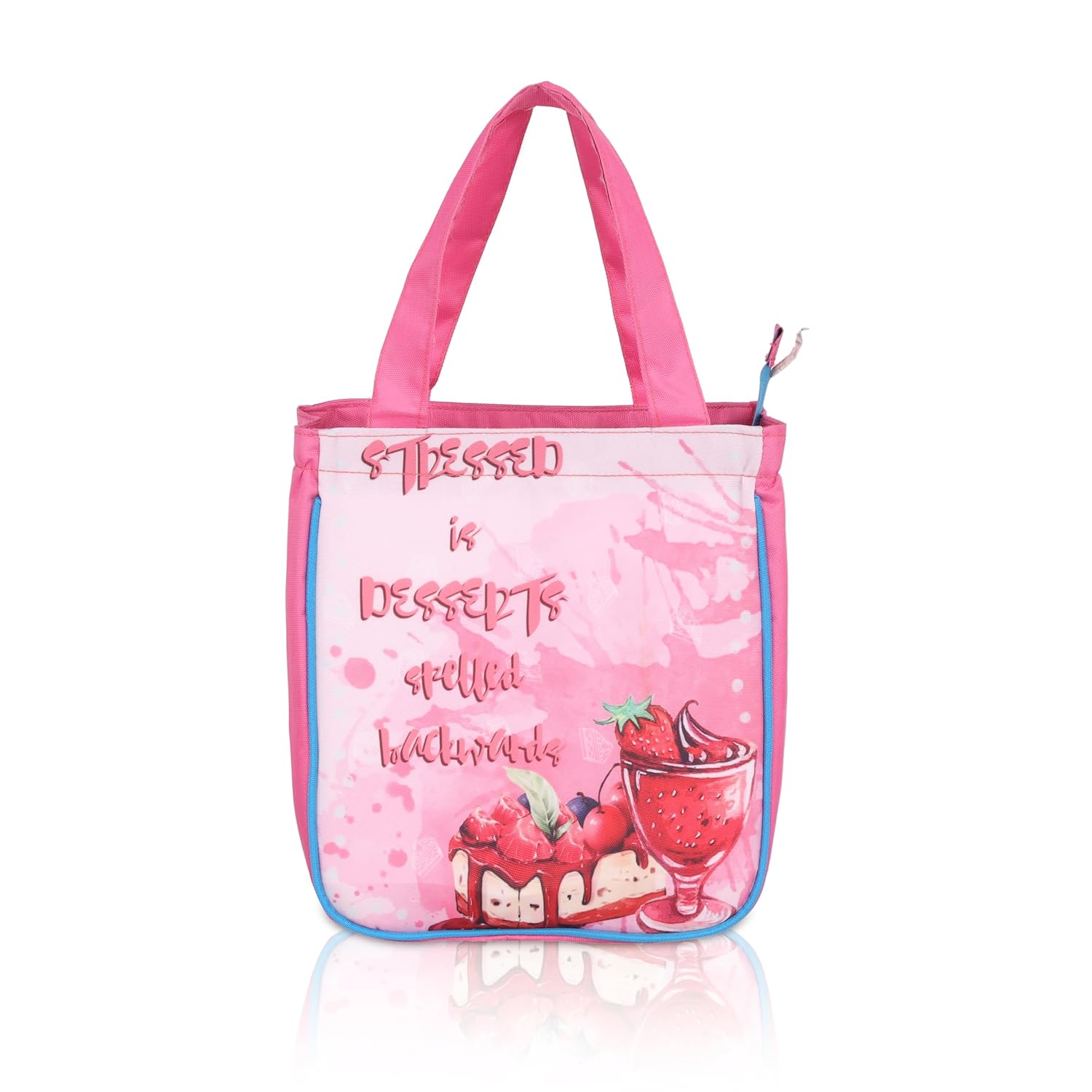 Echo Boomers Pink Desserts Printed Lunch Bag- Insulated, Spacious & Stylish for School, Work, or Outings